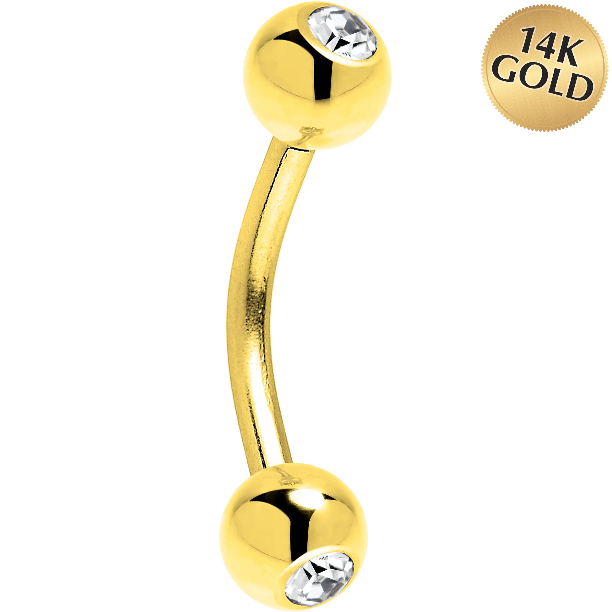 Solid 14k Yellow GOLD Cubic Zirconia Eyebrow Ring 16G 5/16 3mm