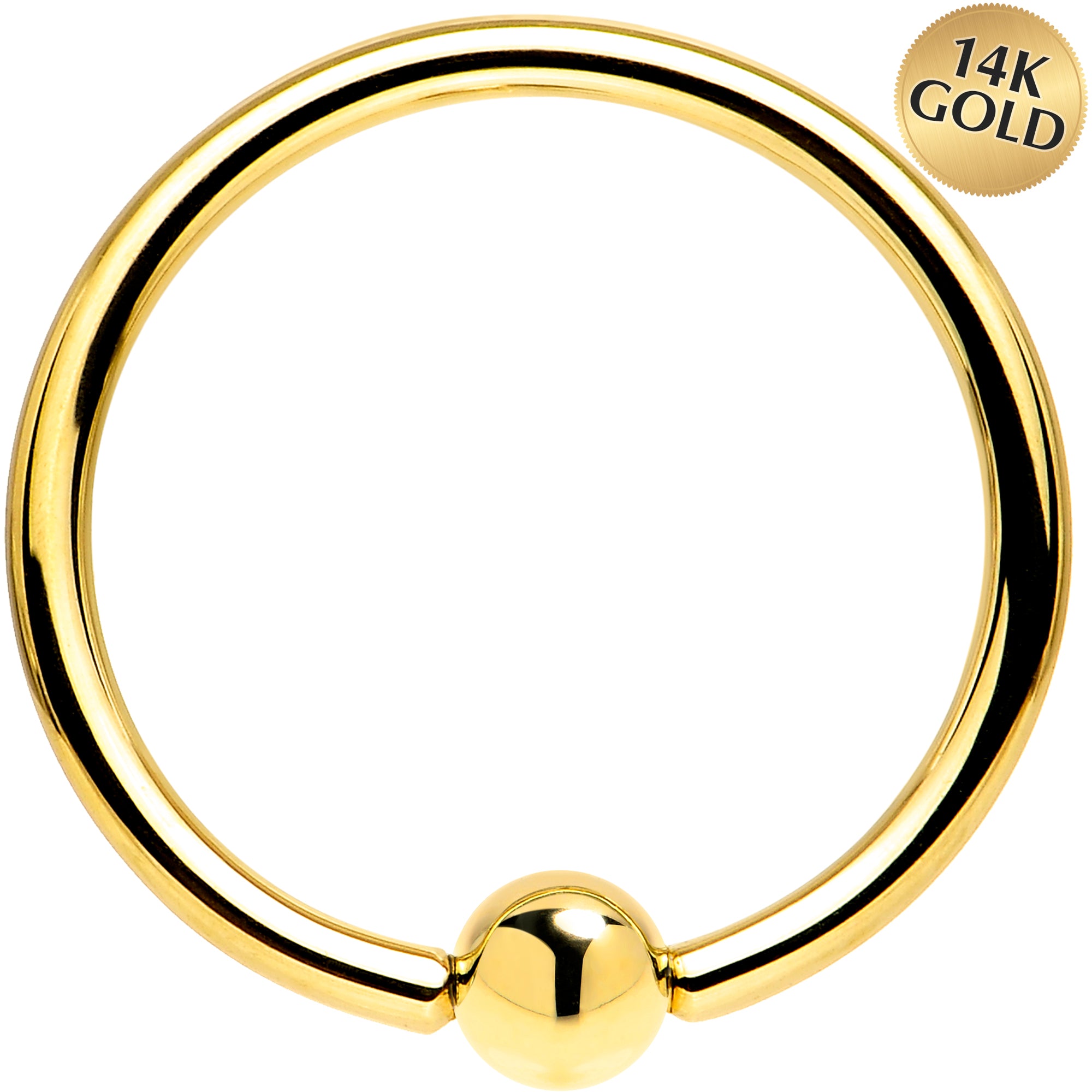 Solid 14k Yellow Gold 16G 1/2 Ball Captive Ring 3mm Ball