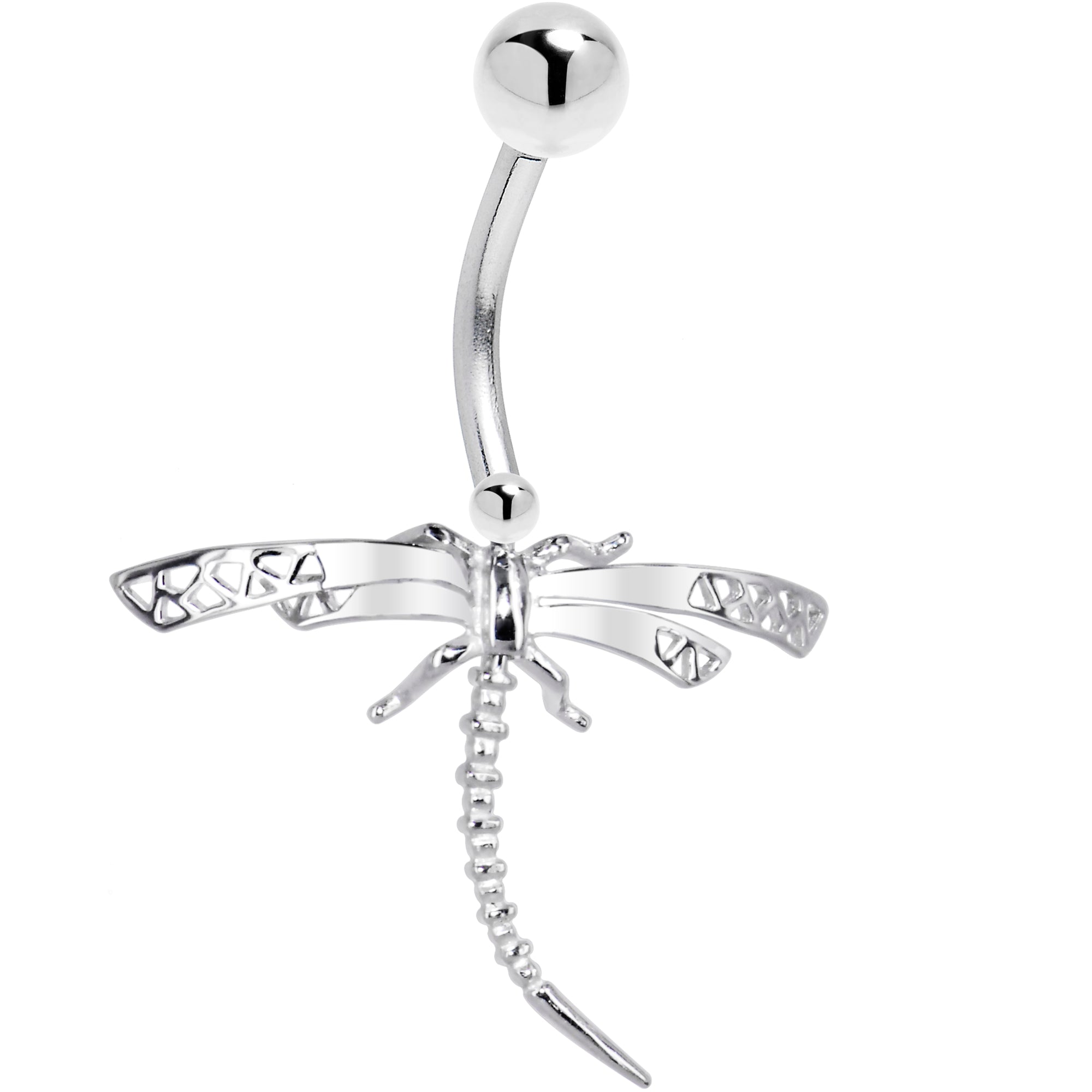 16G Solid 14K White Gold Dragonfly Belly Ring