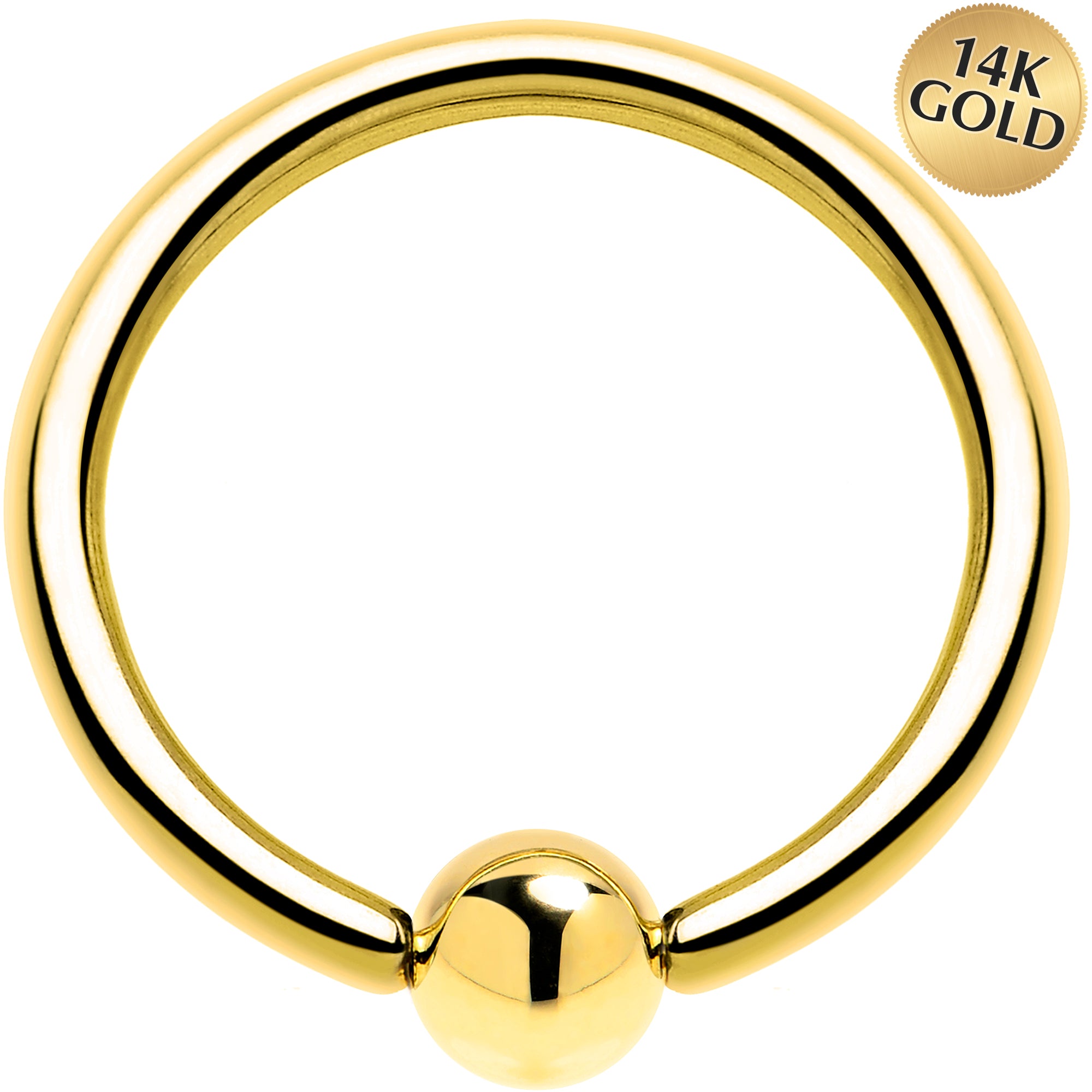 Solid 14K Yellow Gold 16G 3/8 Ball Captive Ring 3mm Ball