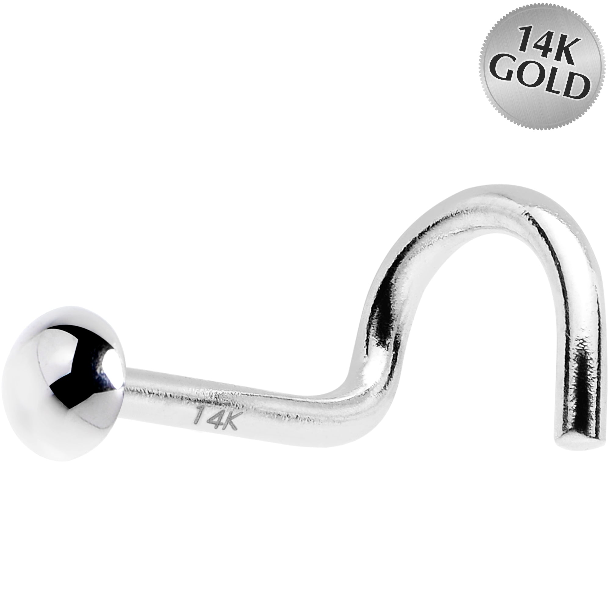 Solid 14K White Gold DOME Nose Ring