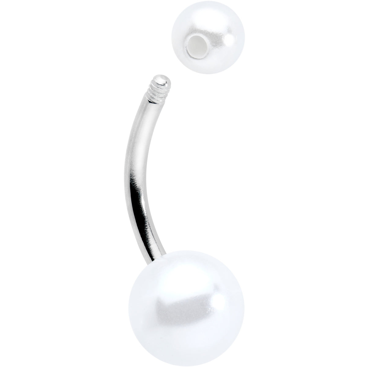 White Faux Pearl Belly Ring