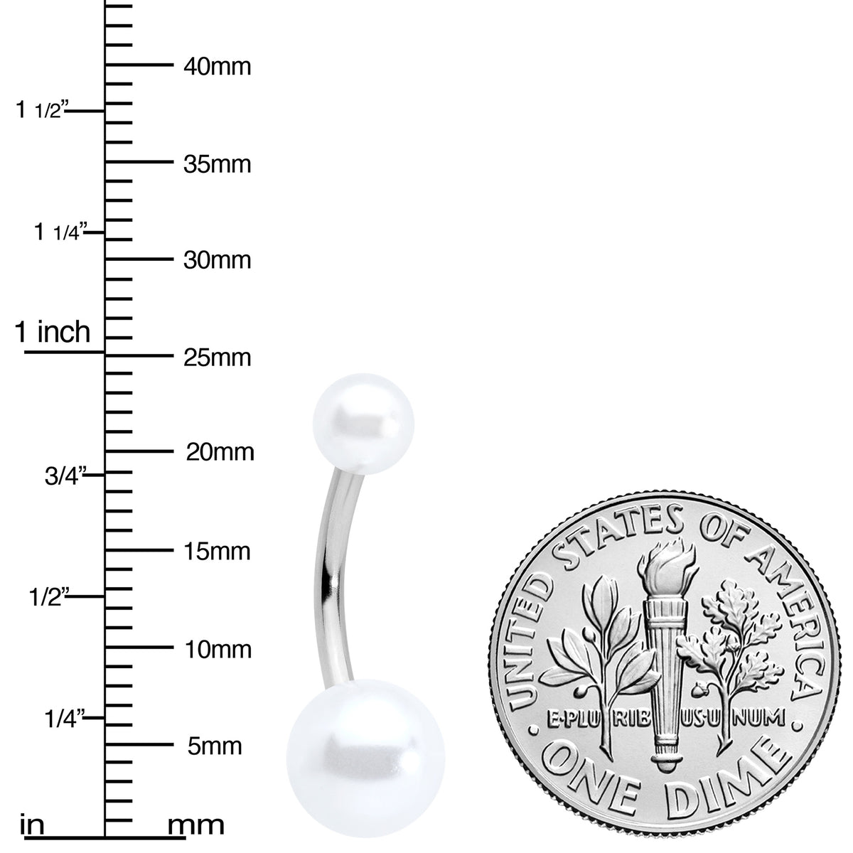 White Faux Pearl Belly Ring