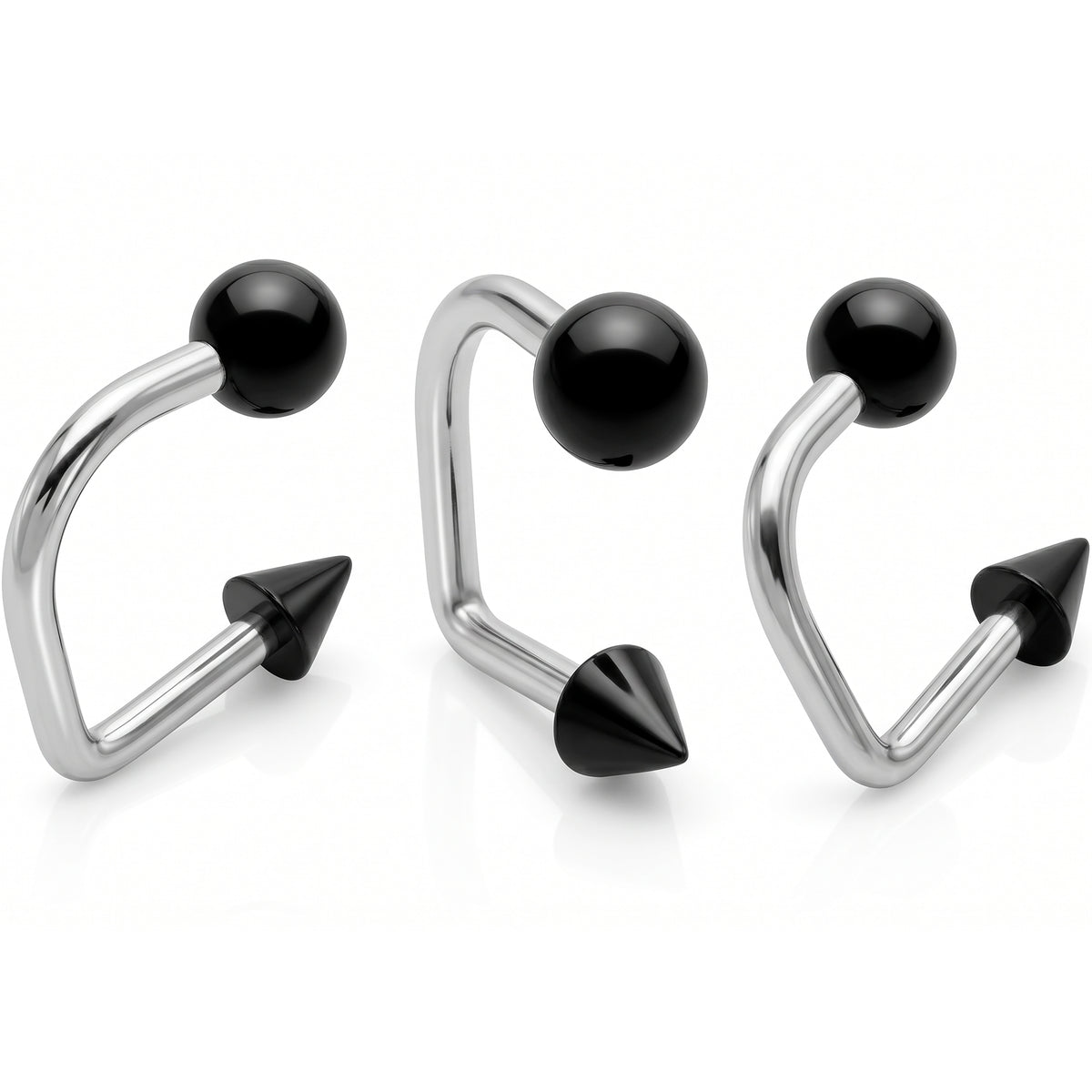 14G Black Acrylic Ball Cone Lippy Loop Labret