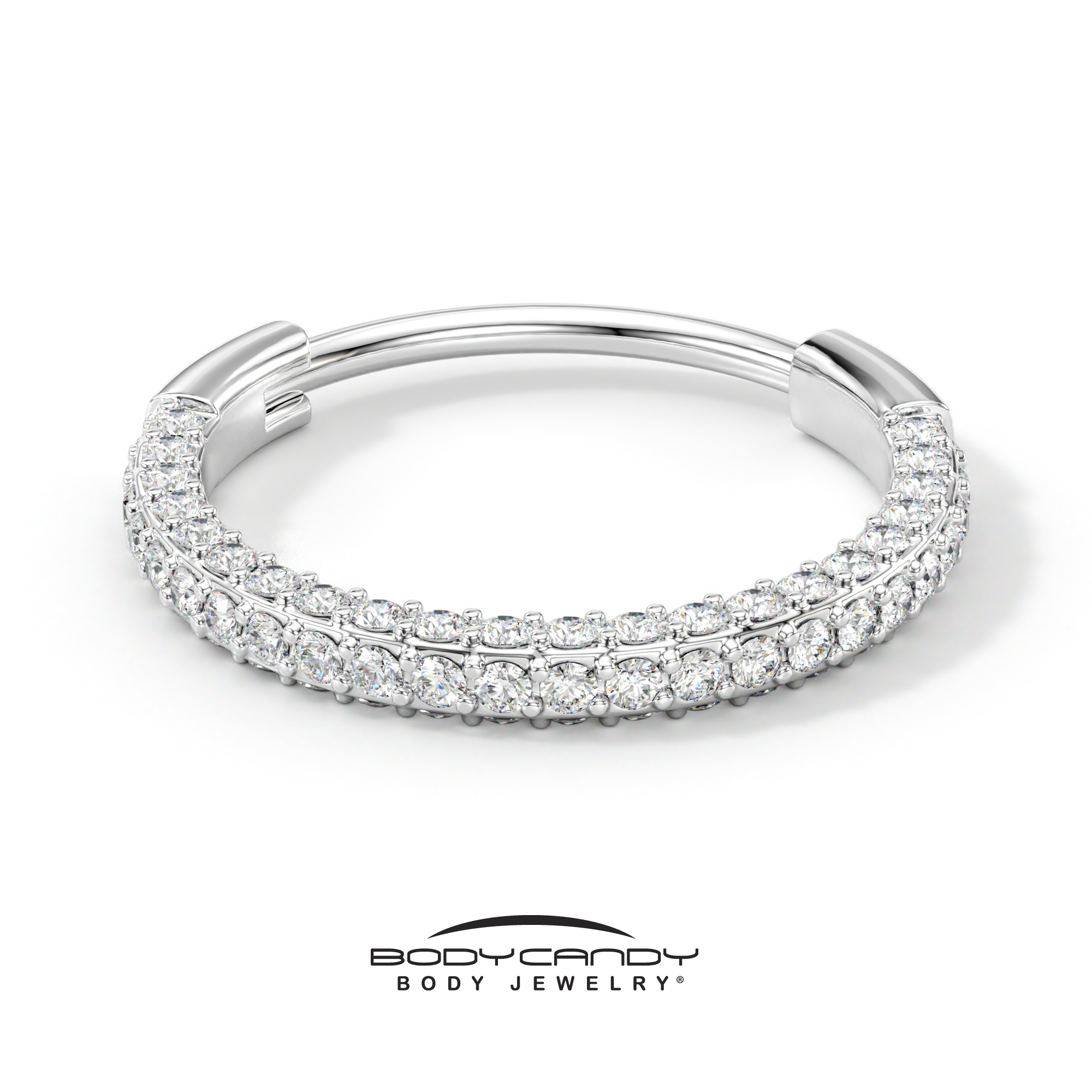 18G Implant Grade Titanium Triple Sided Micro Gem Hinged Nose Hoop