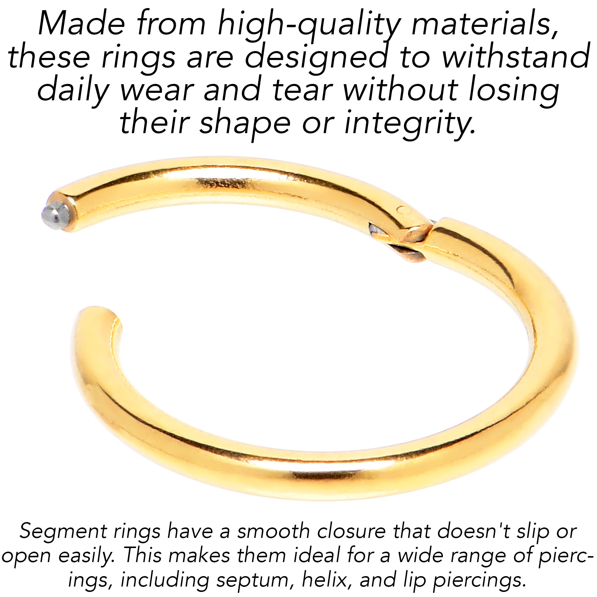 16G 3/8 Gold Tone Anodized Hinged Segment Ring