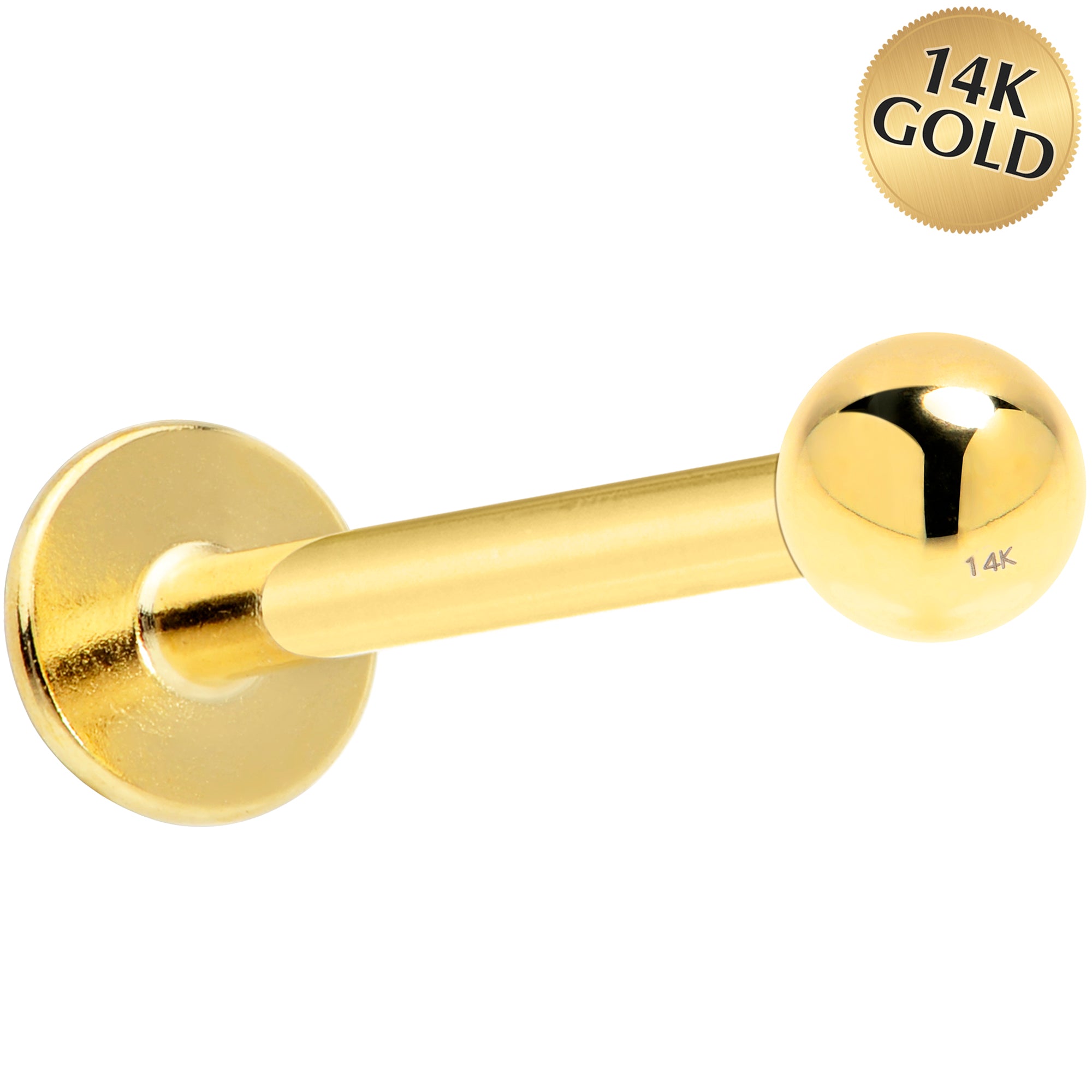 16G Solid 14K Yellow Gold Flat Back