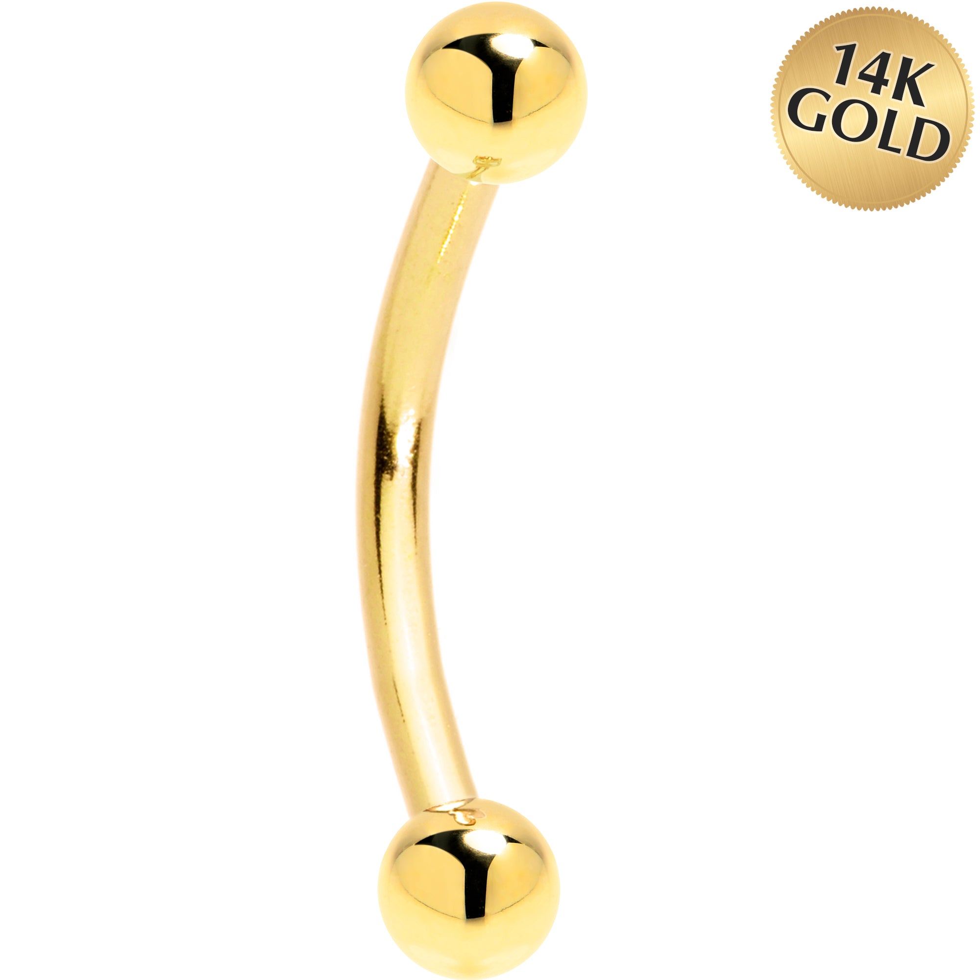 16G 3/8 Solid 14k Yellow Gold Curved Barbell