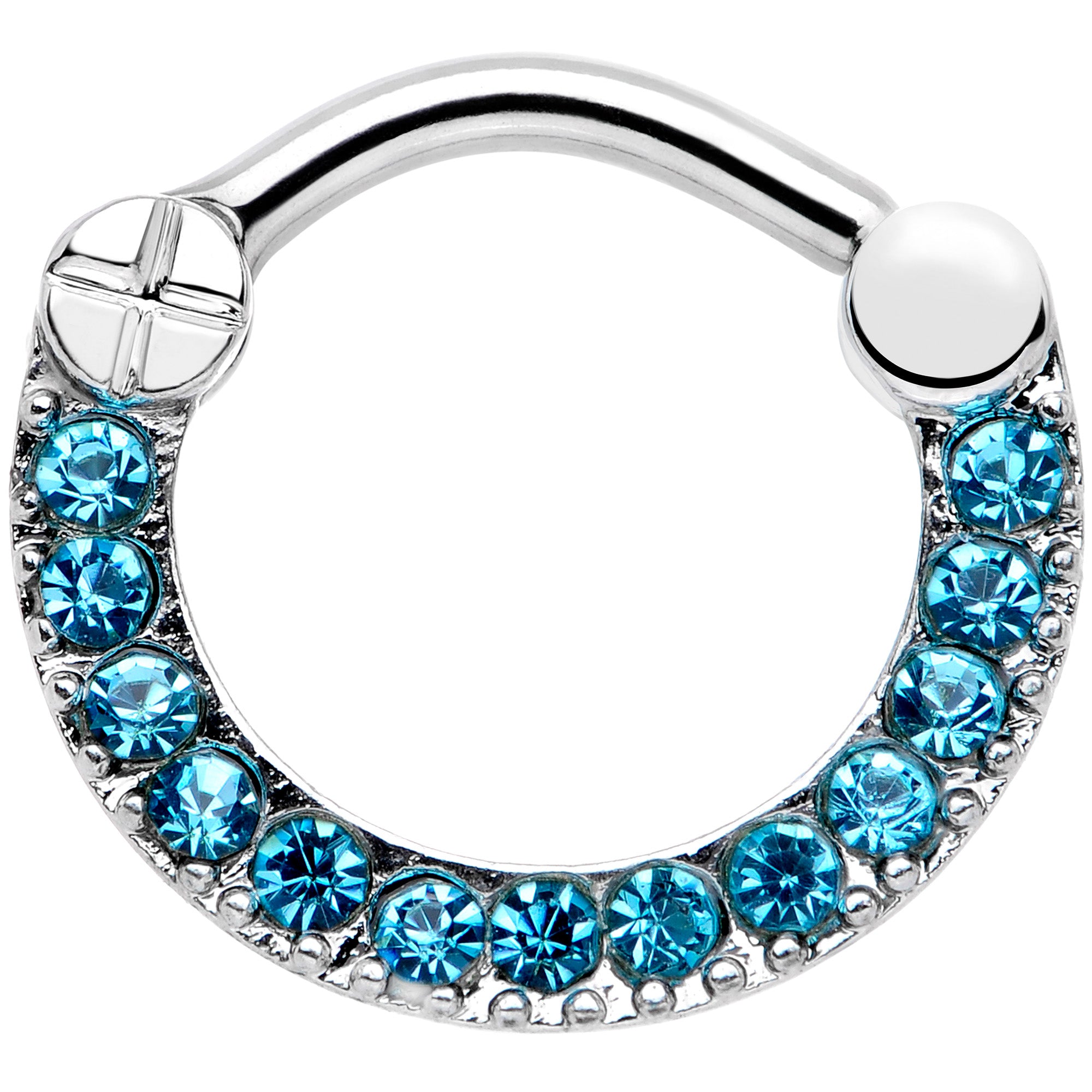 16 Gauge 5/16 Blue Gem Paved Glamour Cartilage Clicker