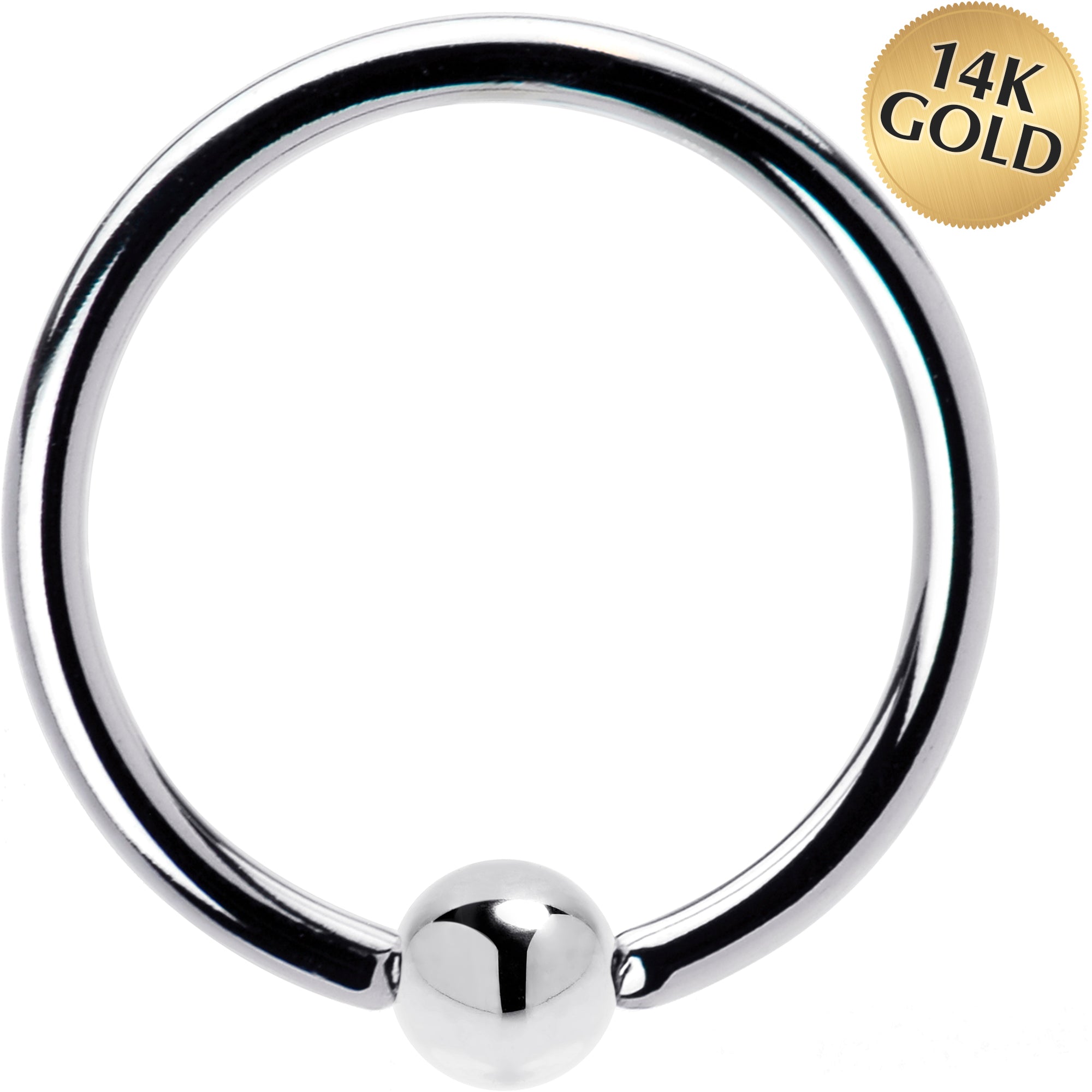 16G 1/2 Solid 14K White Gold BCR Captive Ring