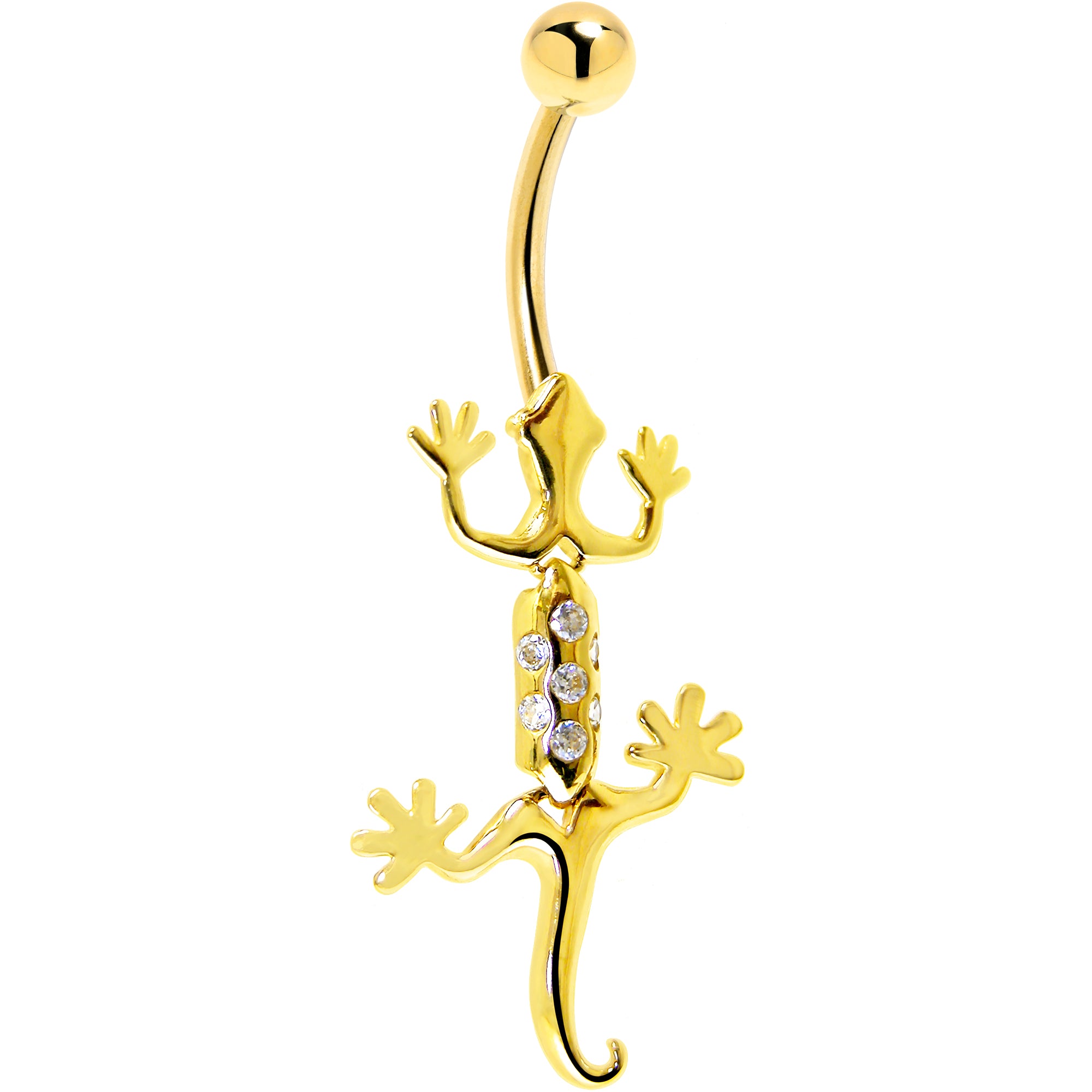 16G Solid 14K Yellow Gold Cubic Zirconia Izzy Lizzy Belly Ring