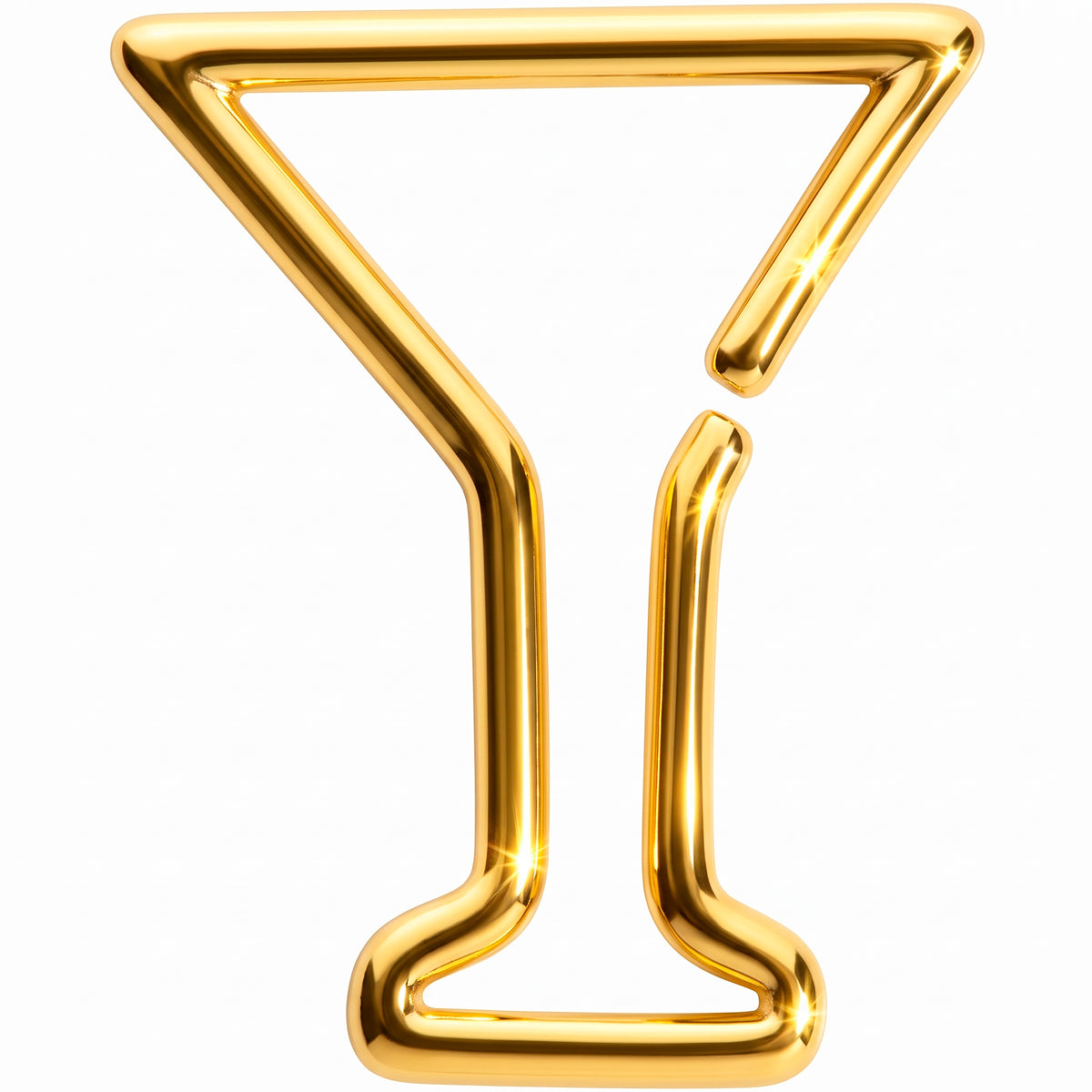 16G 5/16 Gold Tone Bottoms Up Wine Glass Closure Ring