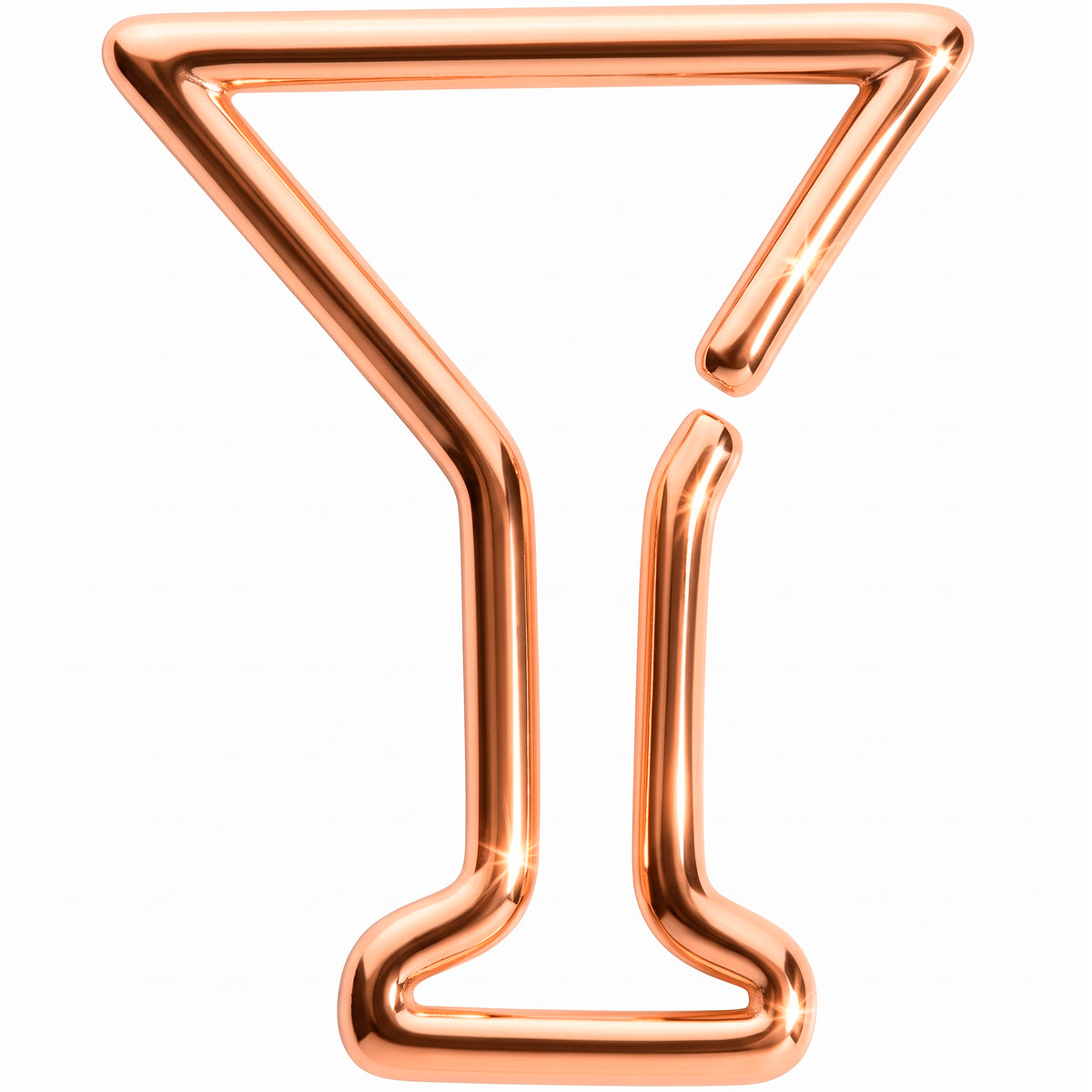 16G 5/16 Rose Gold Tone Bottoms Up Wine Glass Closure Ring
