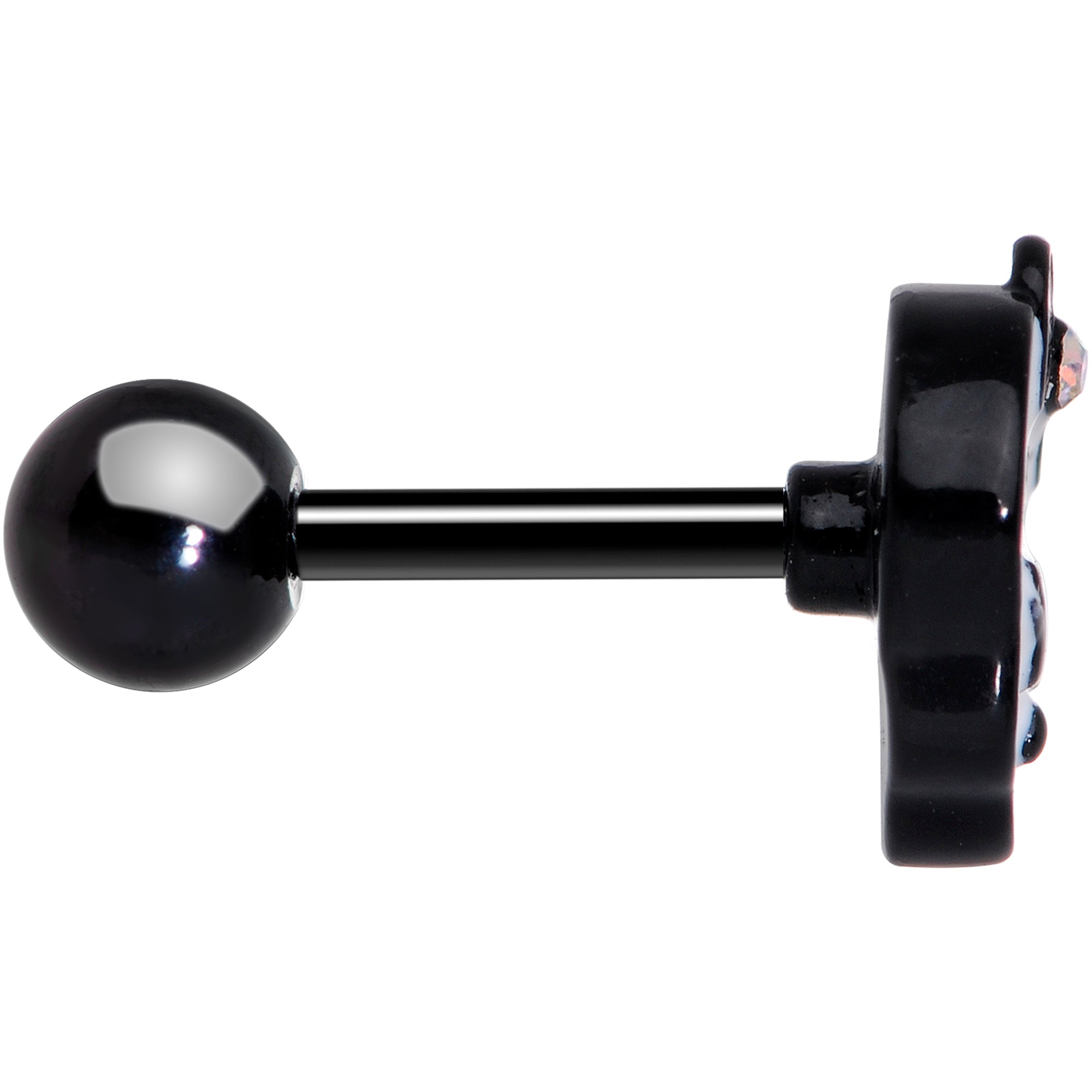 Aurora Gem 16 Gauge Black Kawaii Skull Cartilage Tragus Earring