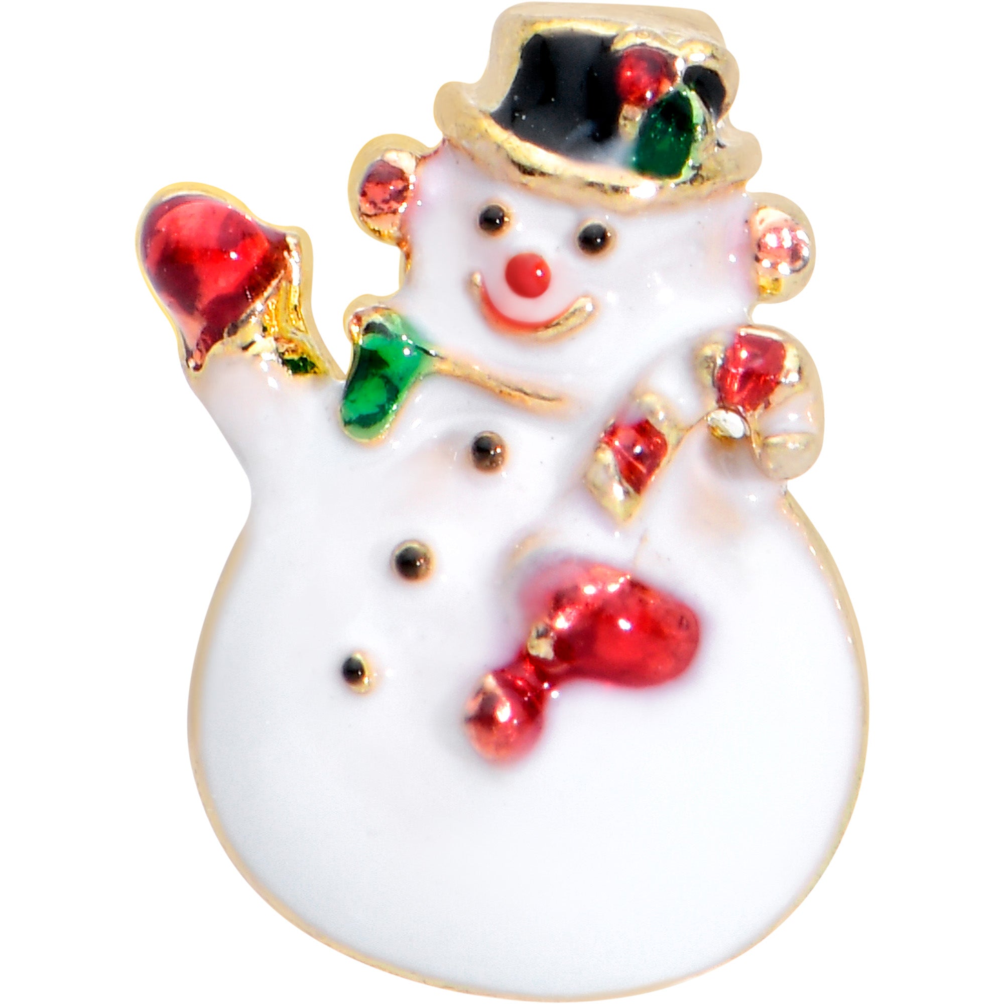 20 gauge L shape nose ring gold snowman red gem 7mm