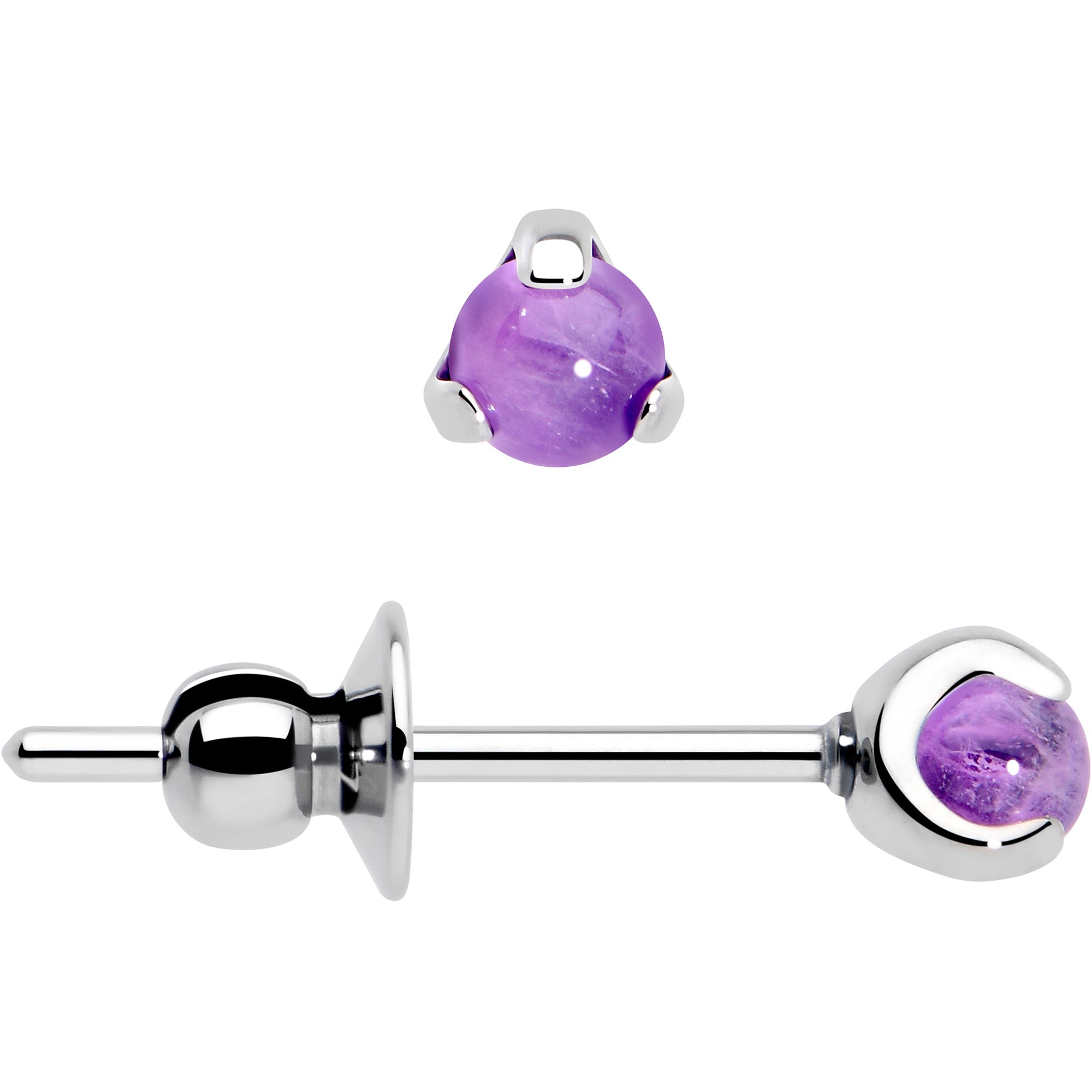 3mm amethyst gemstone titanium post stud earrings