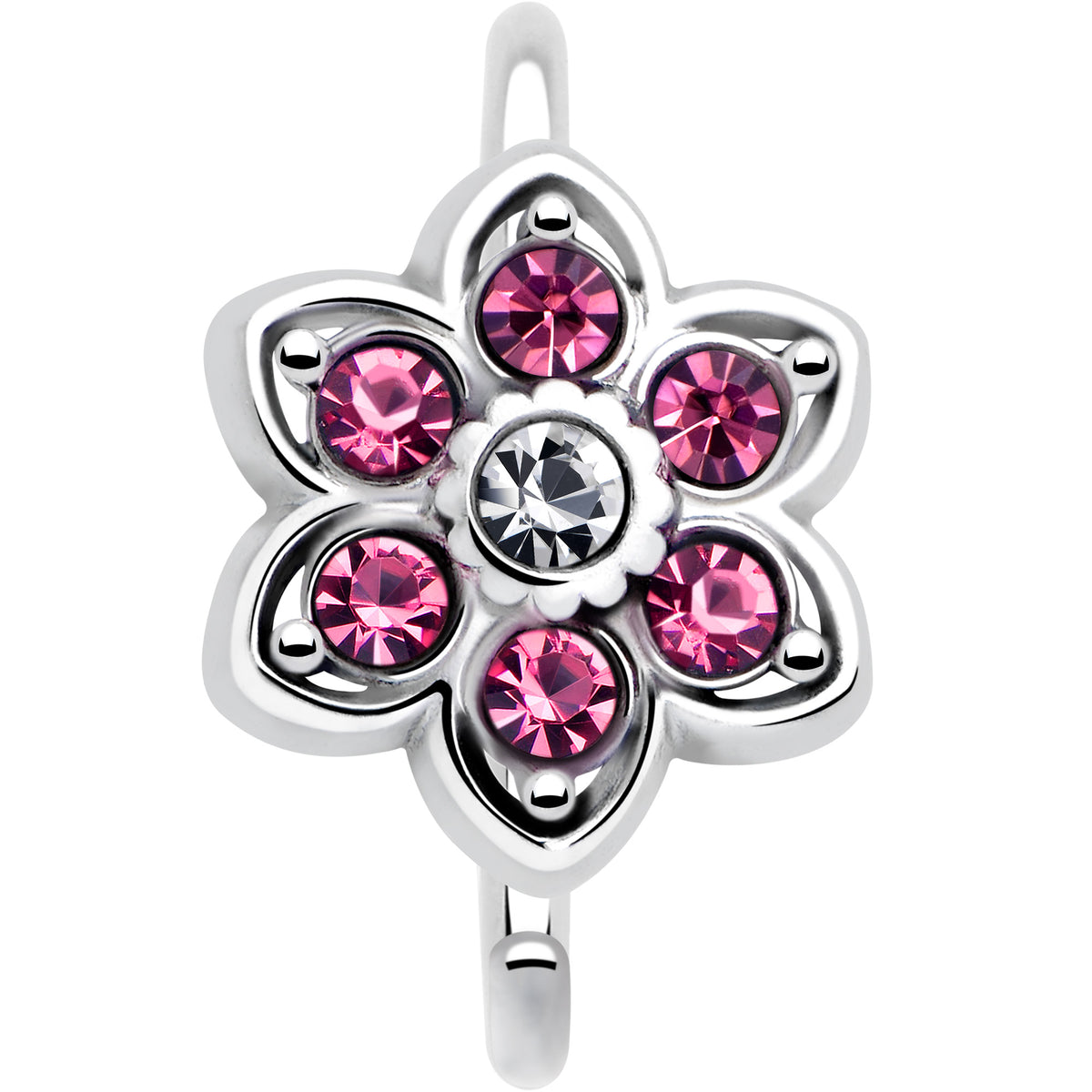 20G 5/16 Pink Radiant Blossom Flower Nose Hoop