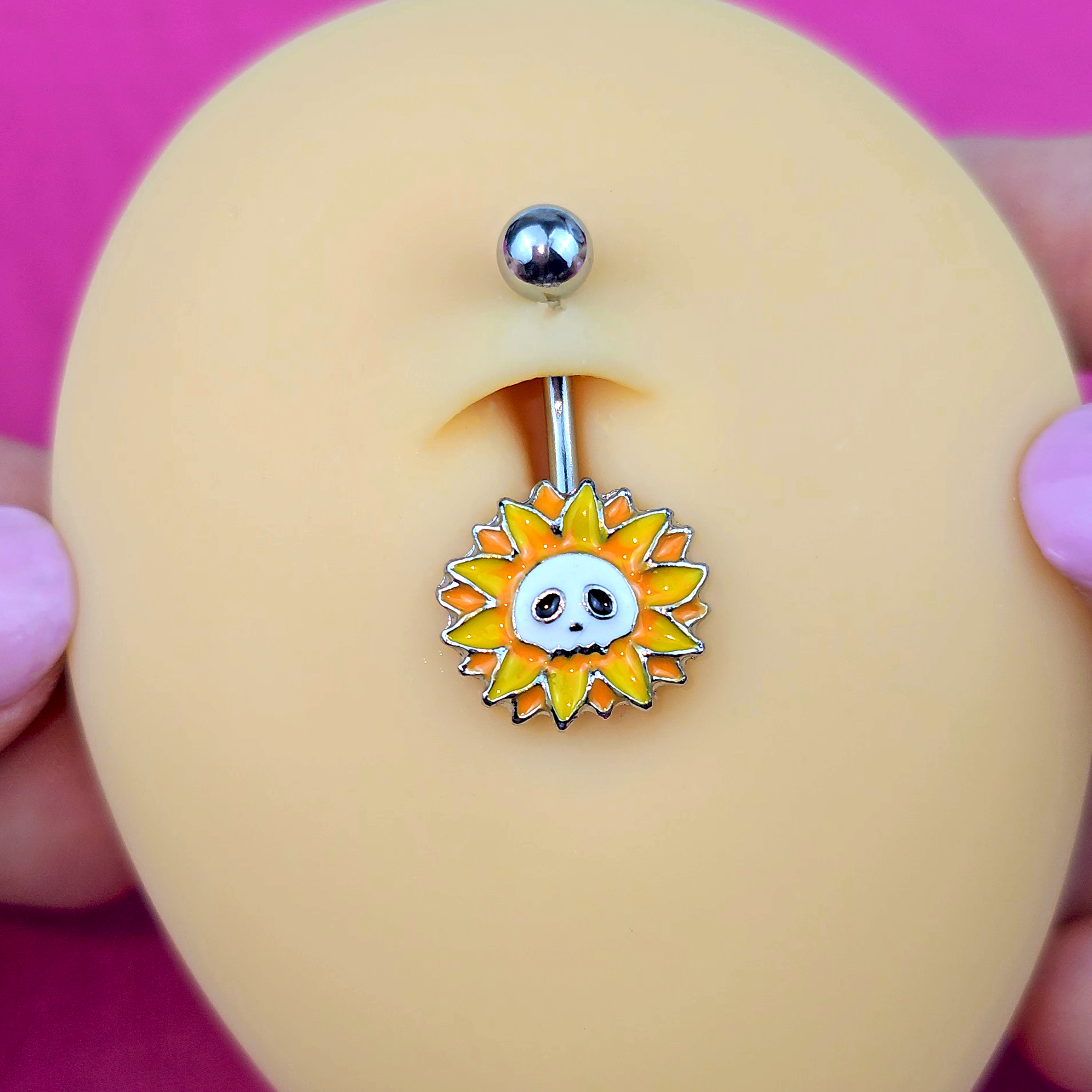Sunflower Skull Belly Ring