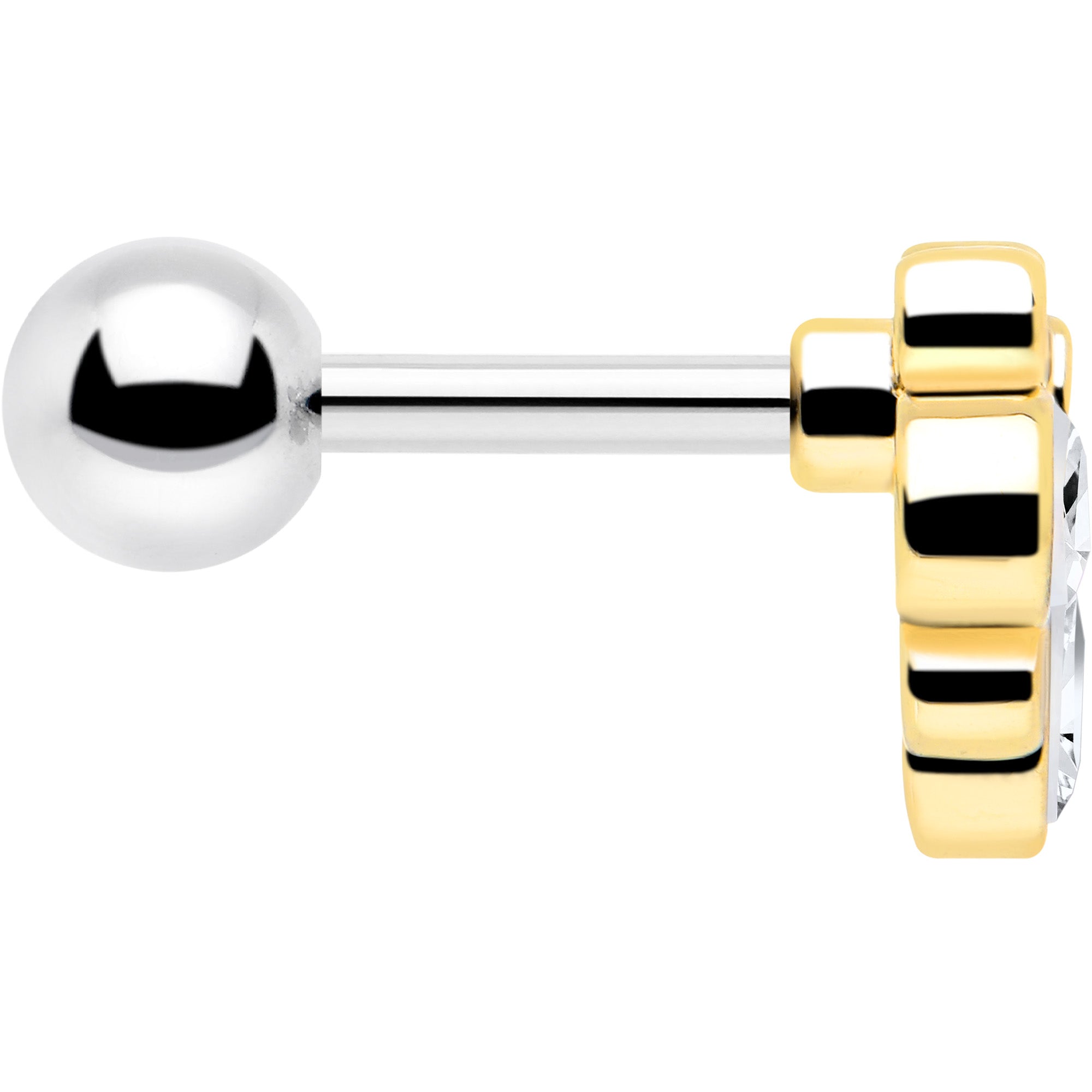 16G 1/4 Clear Gem Golden Crown Deluxe Cartilage Tragus Earring