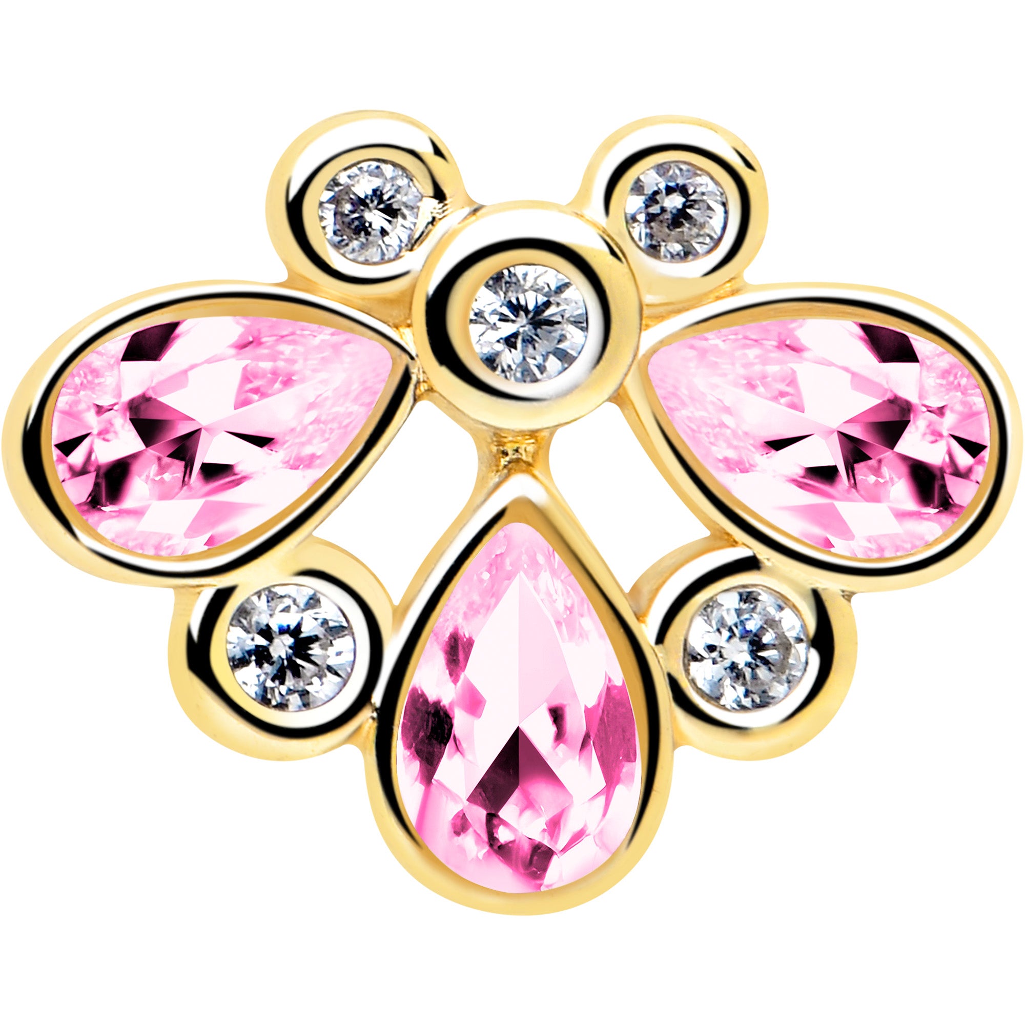 16G 1/4 Pink Gem Golden Crown Deluxe Cartilage Tragus Earring