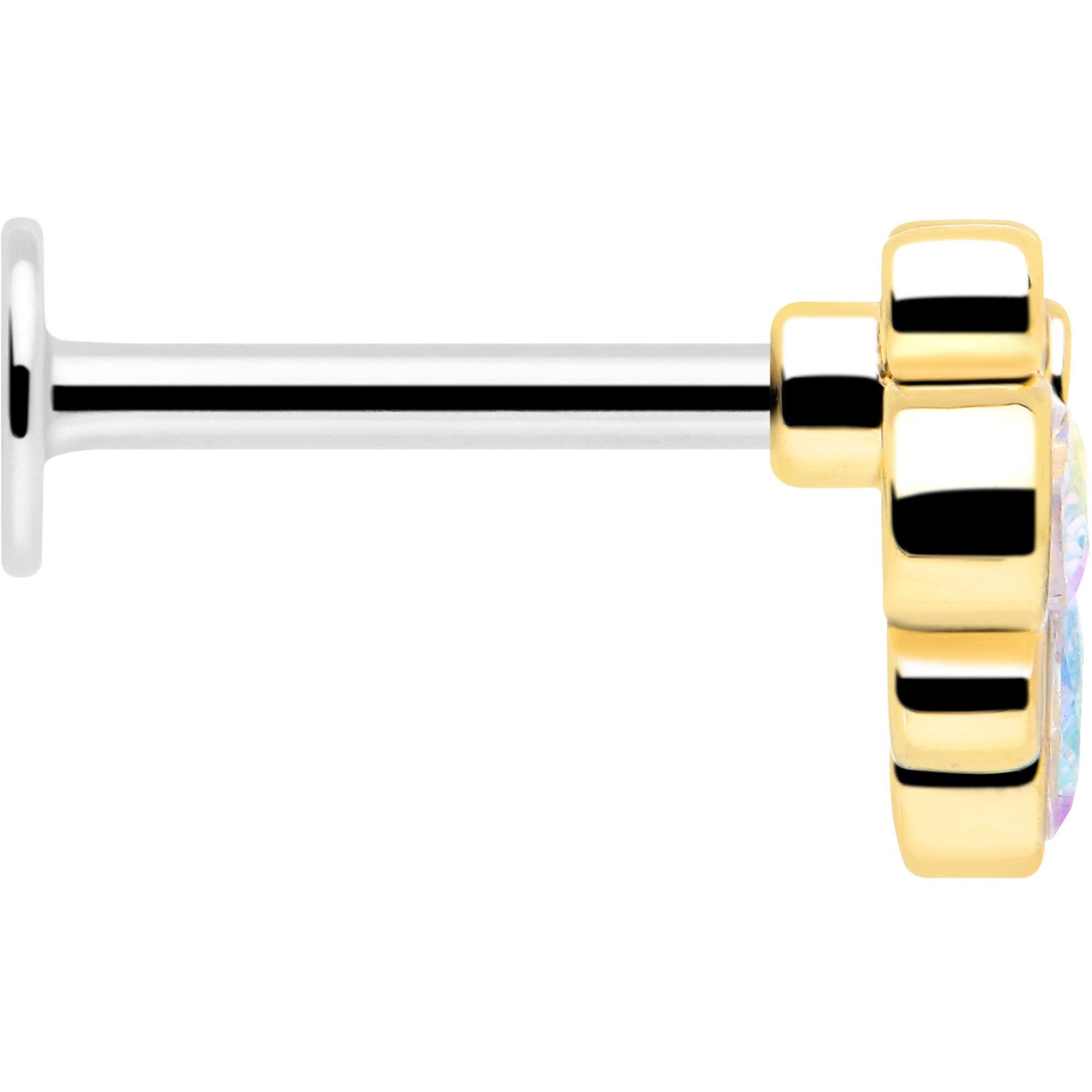 16G 1/4 Aurora Gem Golden Crown Deluxe Labret