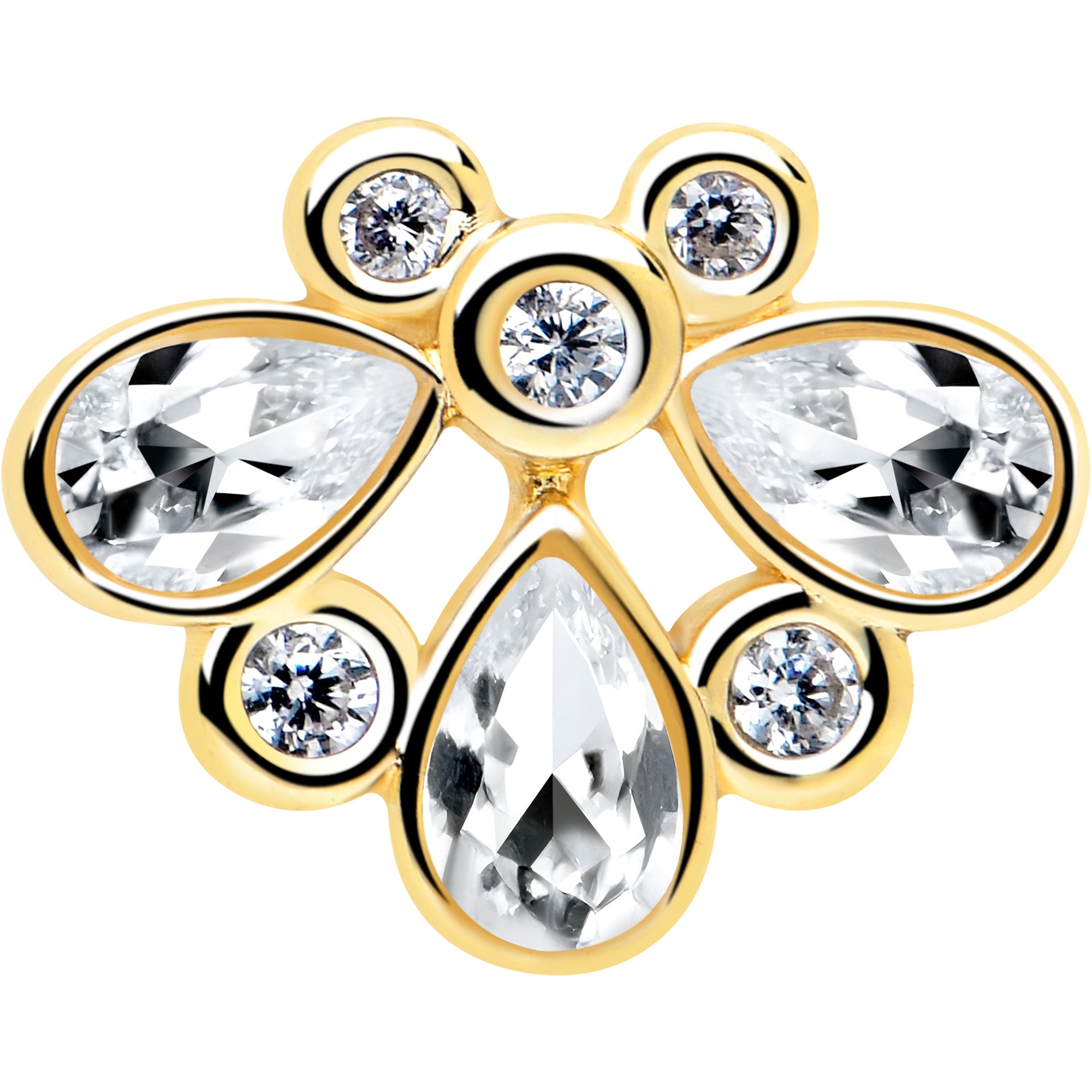 16G 1/4 Clear Gem Golden Crown Deluxe Labret