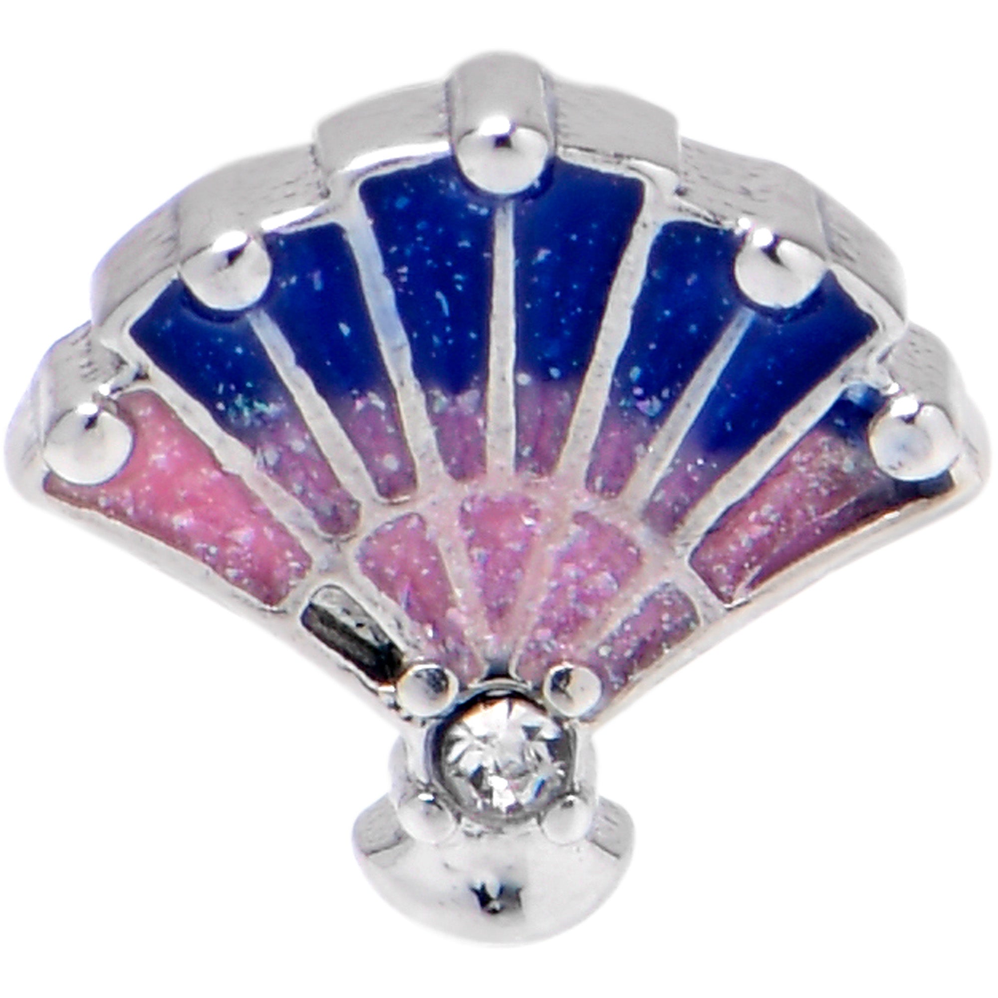 16G 5/16 Clear CZ Gem Mesmerizing Ocean Sea Shell Magic Labret Tragus