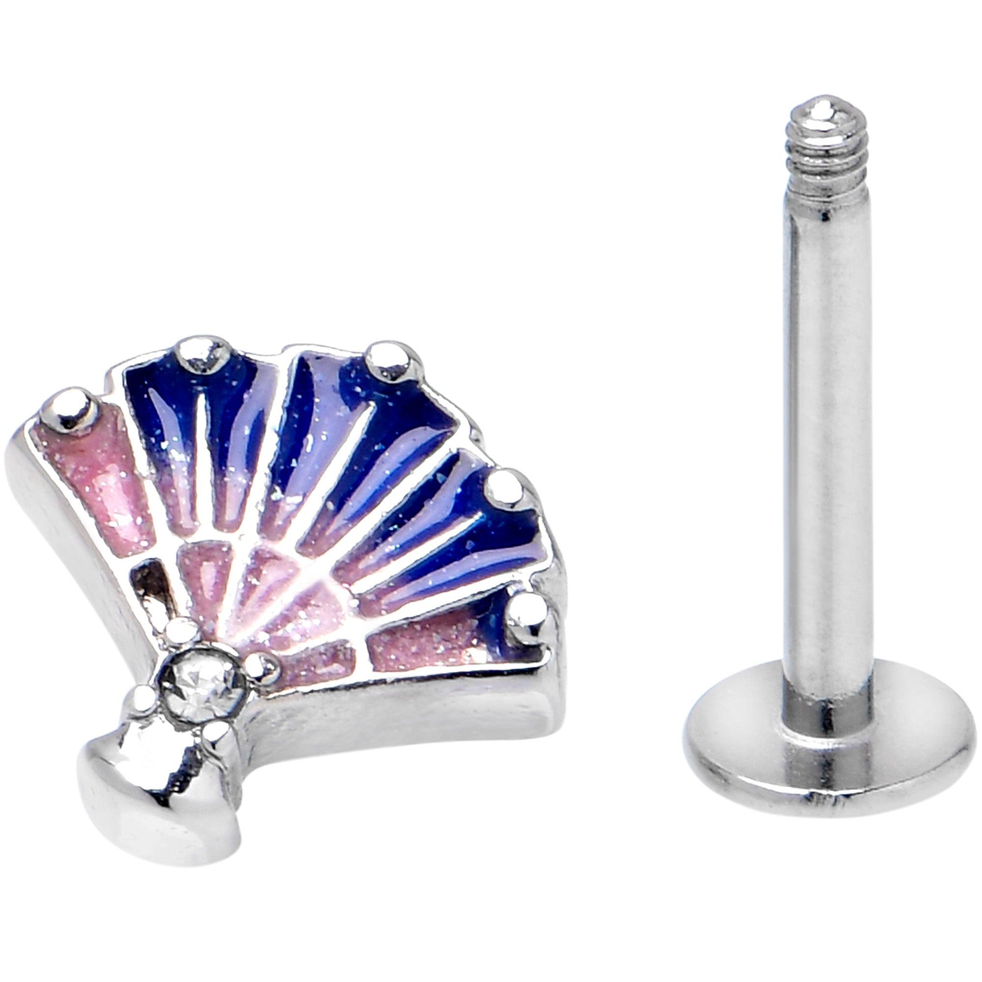 16G 5/16 Clear CZ Gem Mesmerizing Ocean Sea Shell Magic Labret Tragus