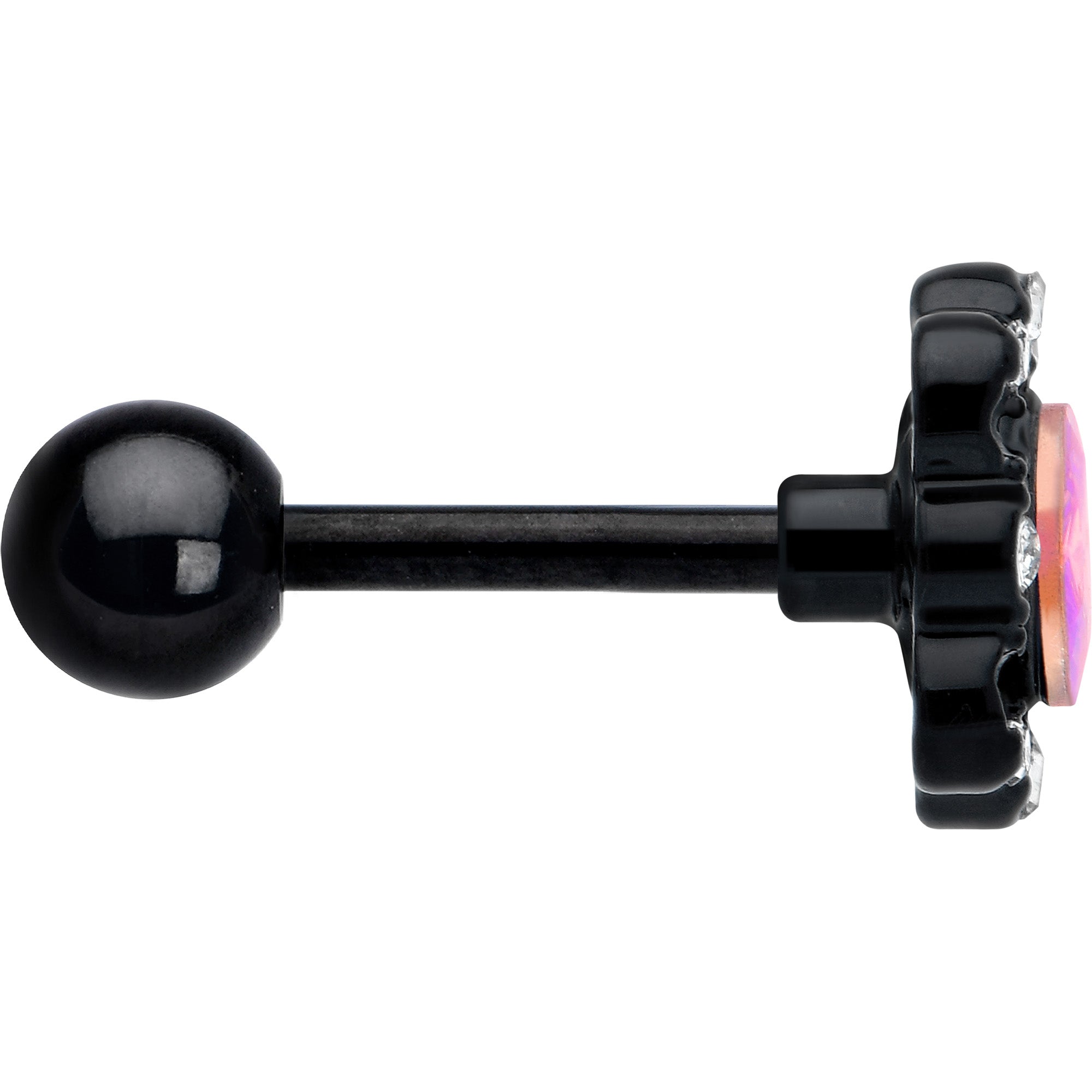 16G 1/4 Aurora Gem Black Filigree Fantasy Cartilage Tragus Earring