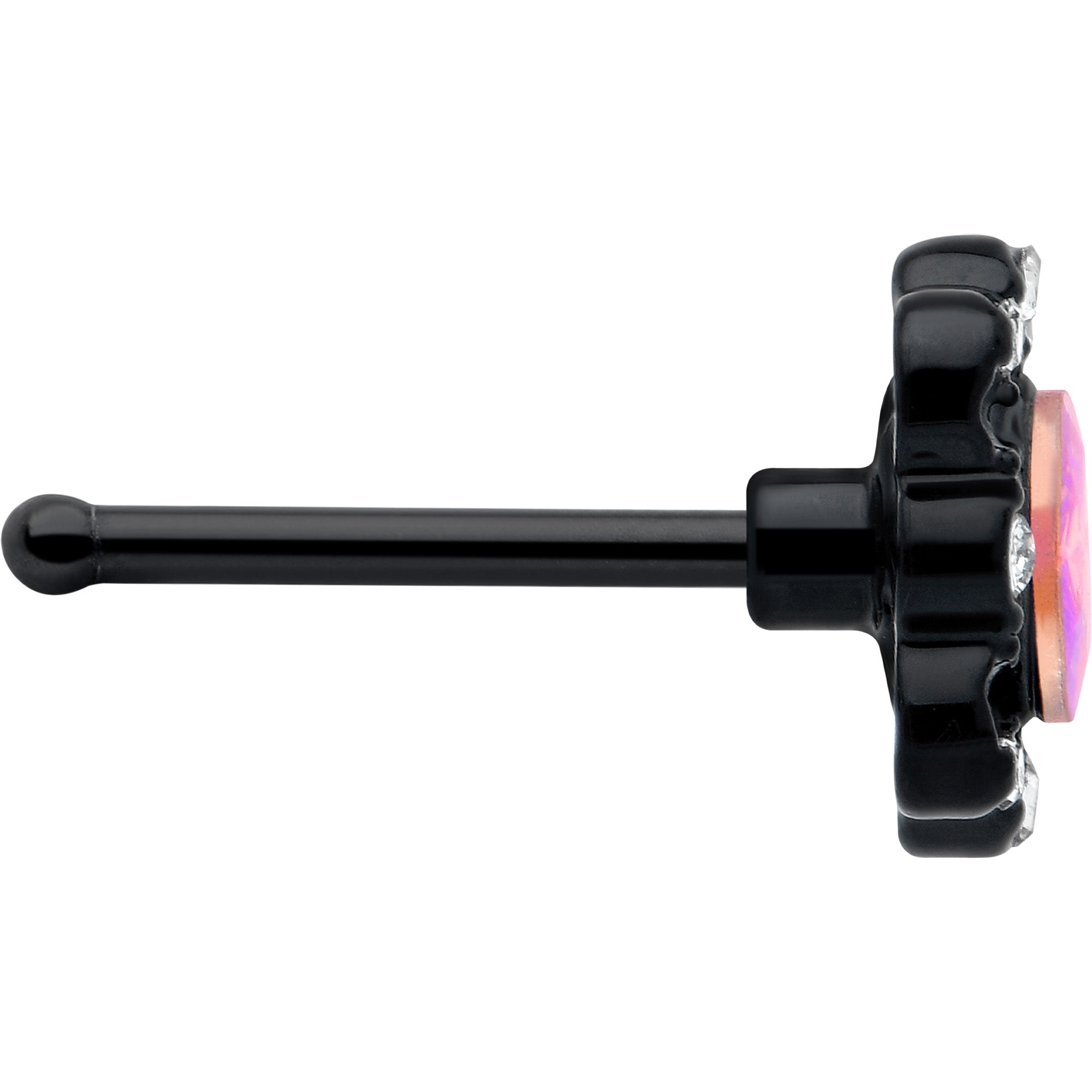 20G 1/4 Aurora Gem Black Filigree Fantasy Nose Bone