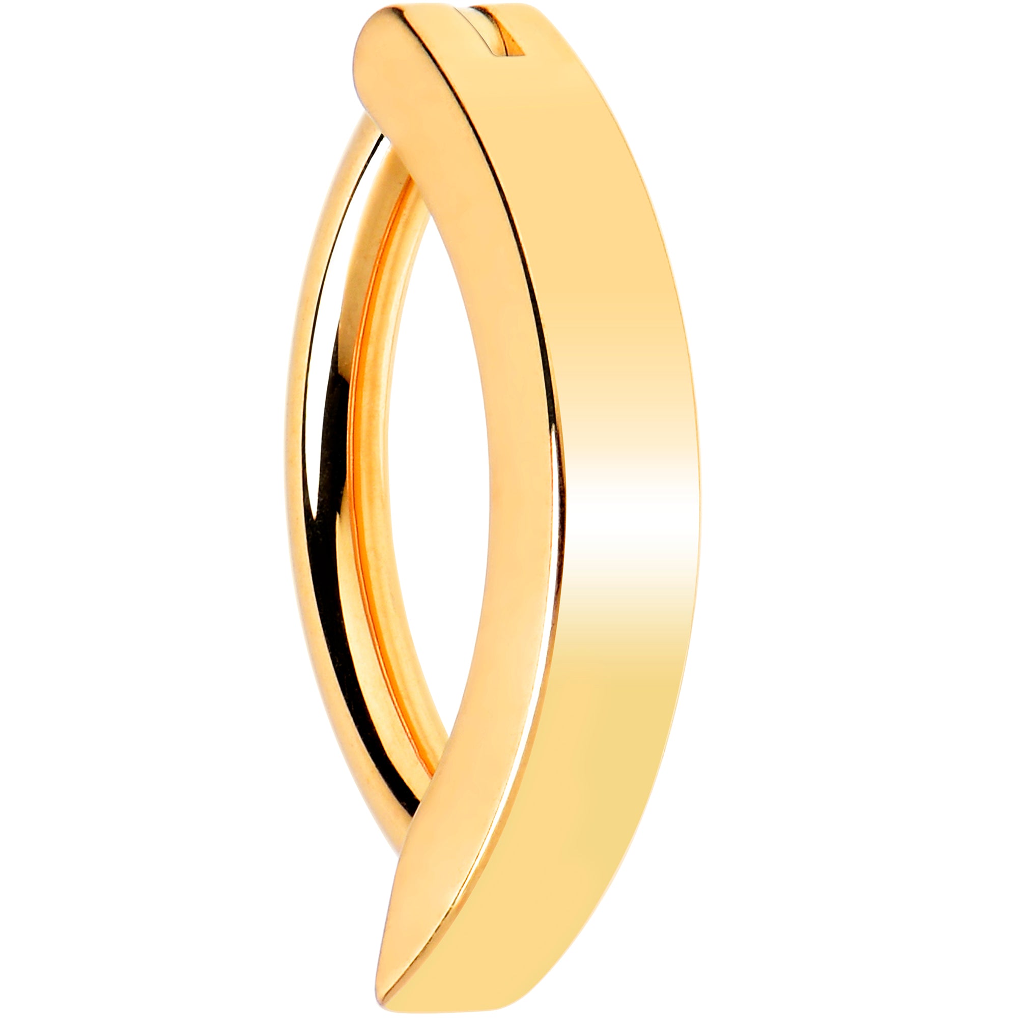 14G 3/8 Gold Tone 316L Surgical Steel Hinged Hoop Belly Ring