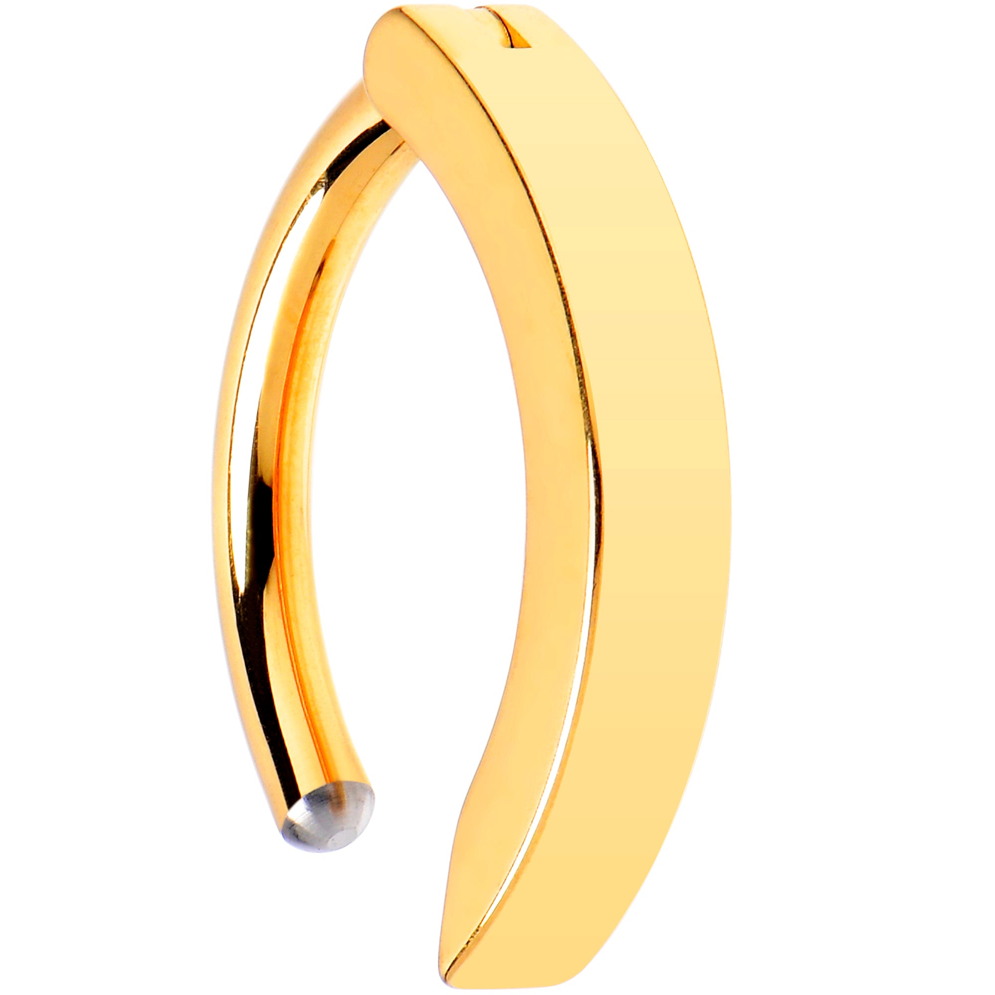 14G 3/8 Gold Tone 316L Surgical Steel Hinged Hoop Belly Ring