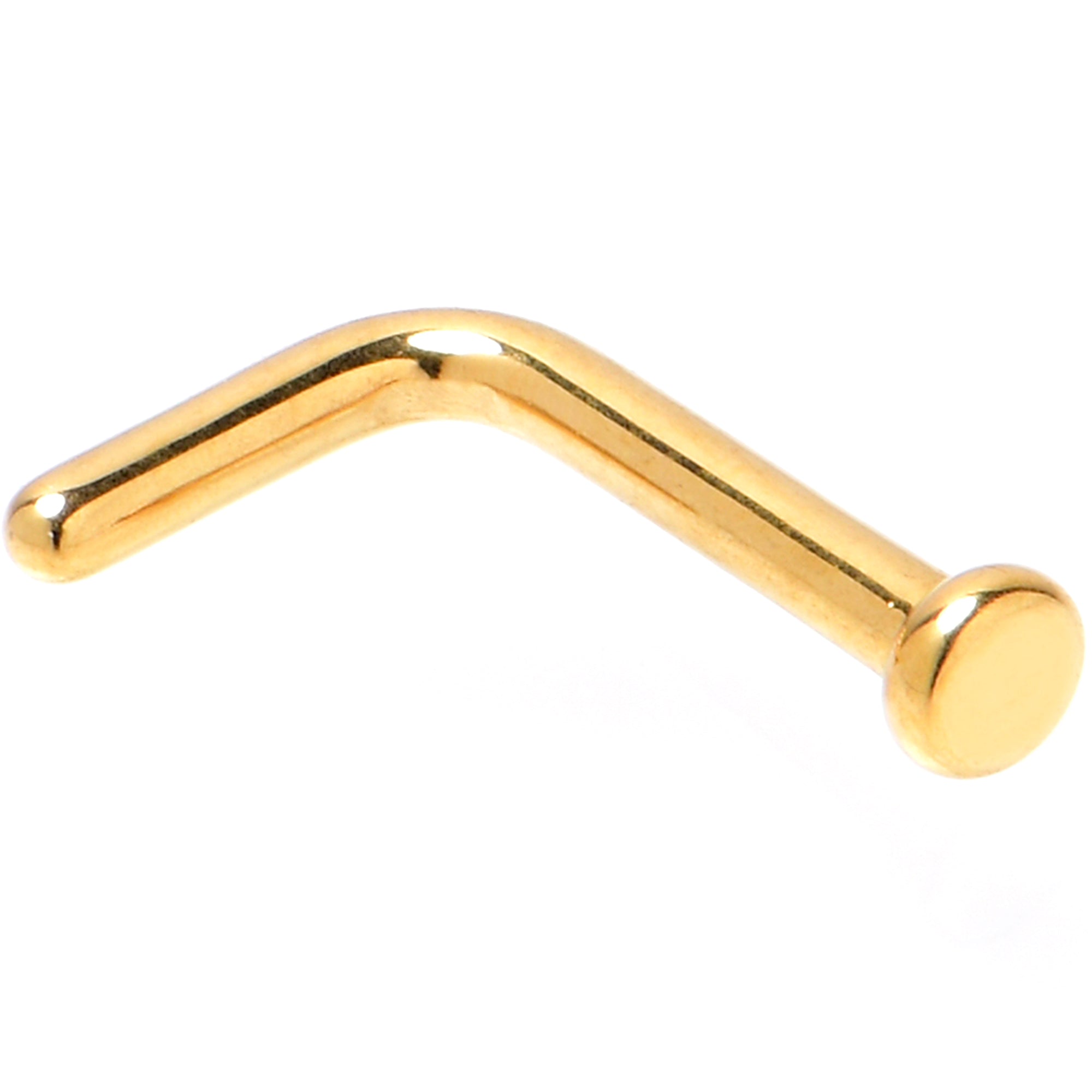 18G 1/4 Gold Tone ASTM F-136 Implant Grade Titanium 2mm Disc L Shape Nose Ring