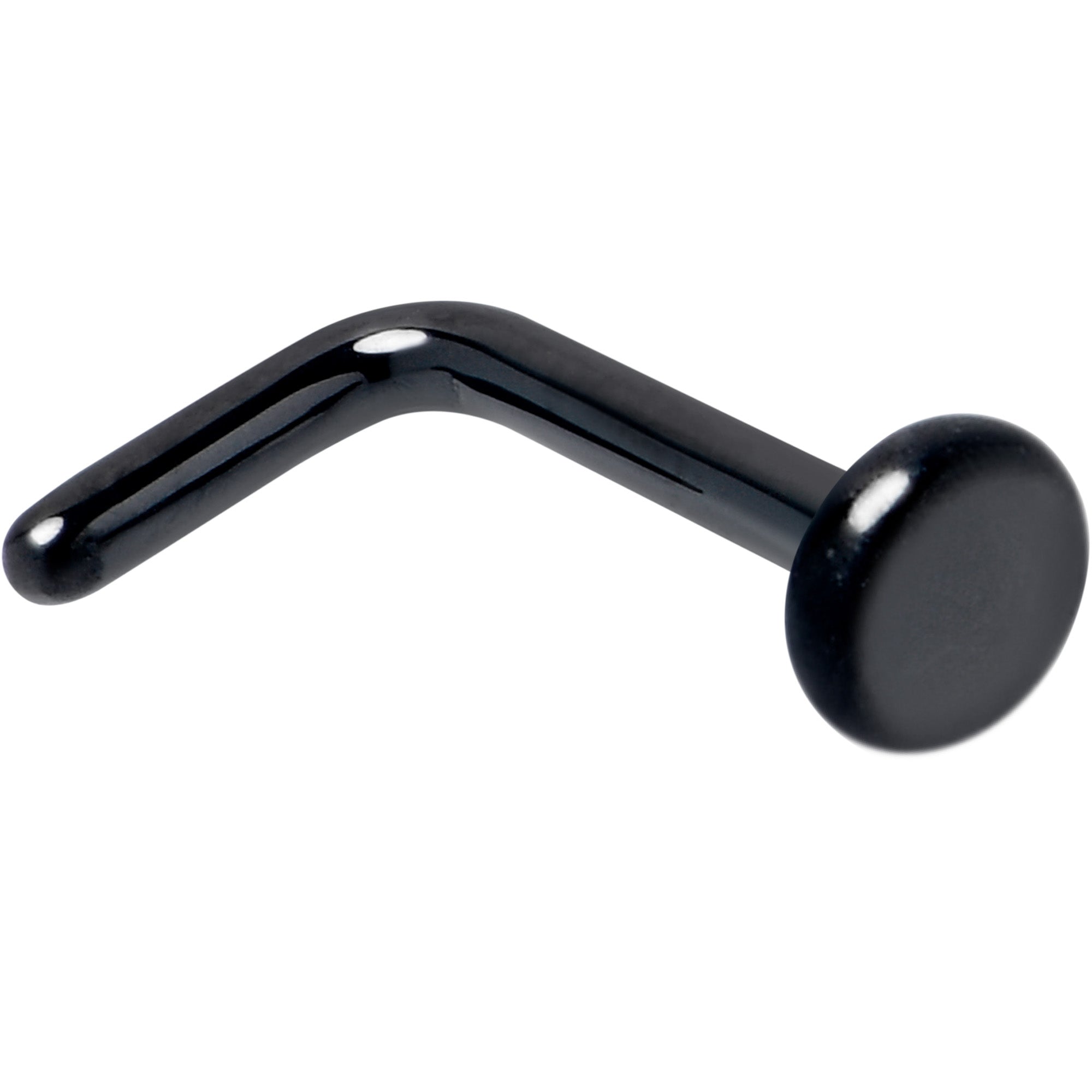 18G 1/4 Black ASTM F-136 Implant Grade Titanium 3mm Disc End L Shape Nose Ring