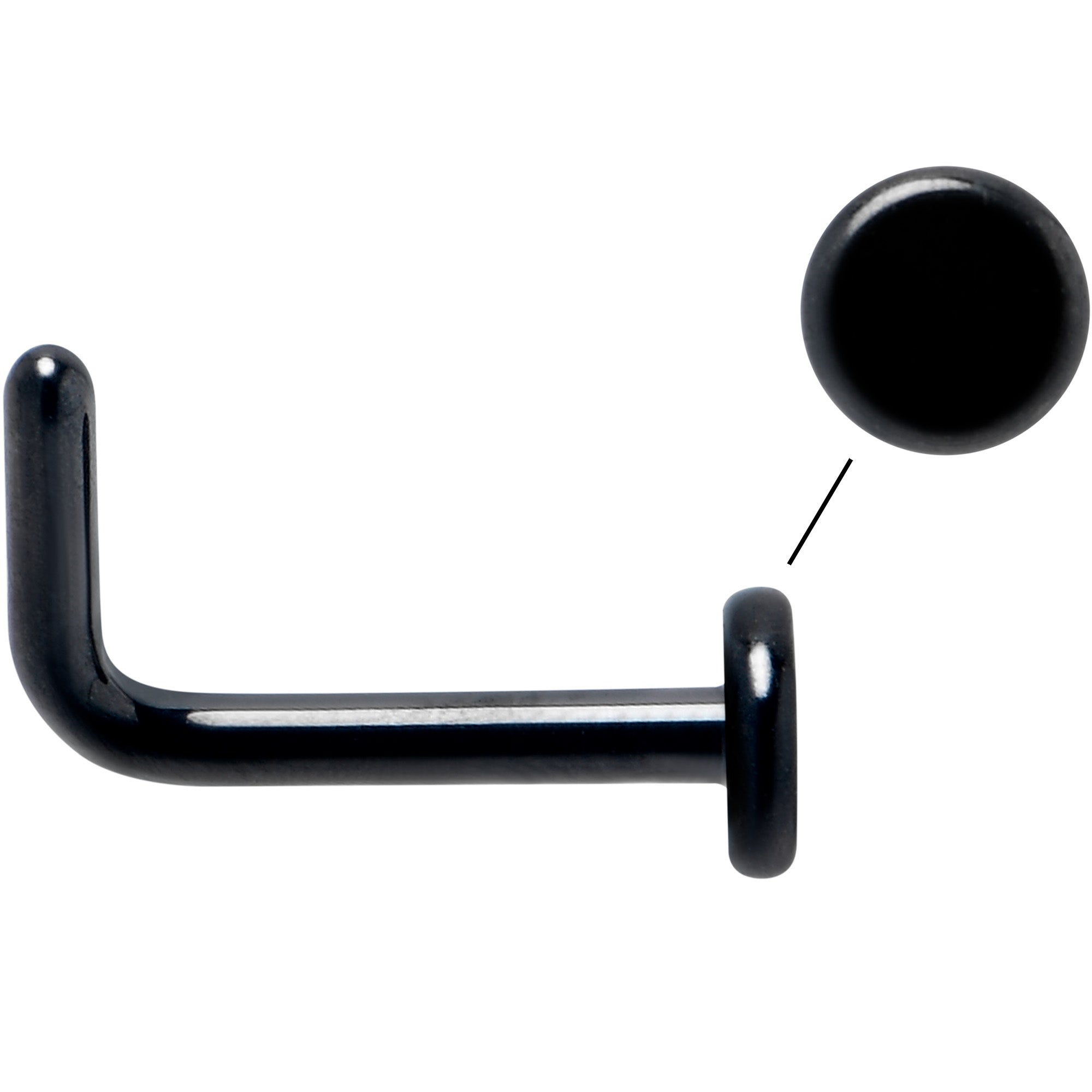 18G 1/4 Black ASTM F-136 Implant Grade Titanium 3mm Disc End L Shape Nose Ring
