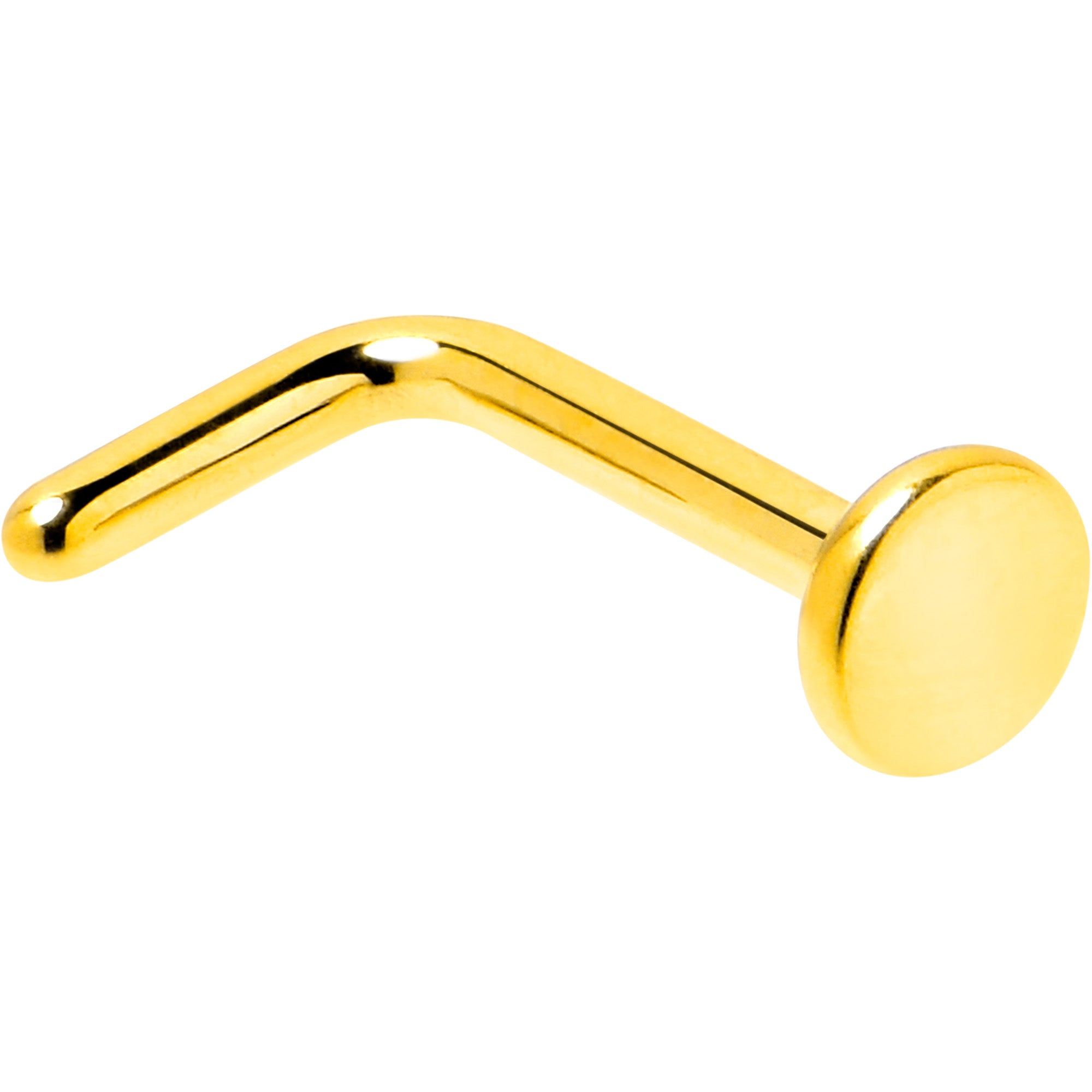 18G 1/4 Gold Tone ASTM F-136 Implant Grade Titanium 3mm Disc L Shape Nose Ring