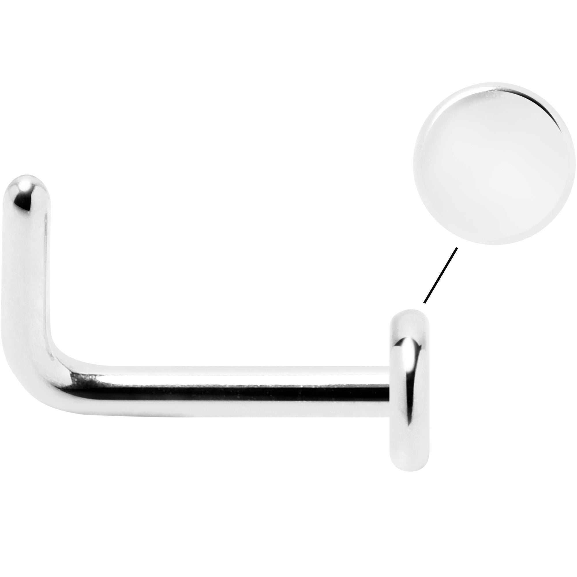 18G 1/4 ASTM F-136 Implant Grade Titanium 3mm Disc End L Shape Nose Ring