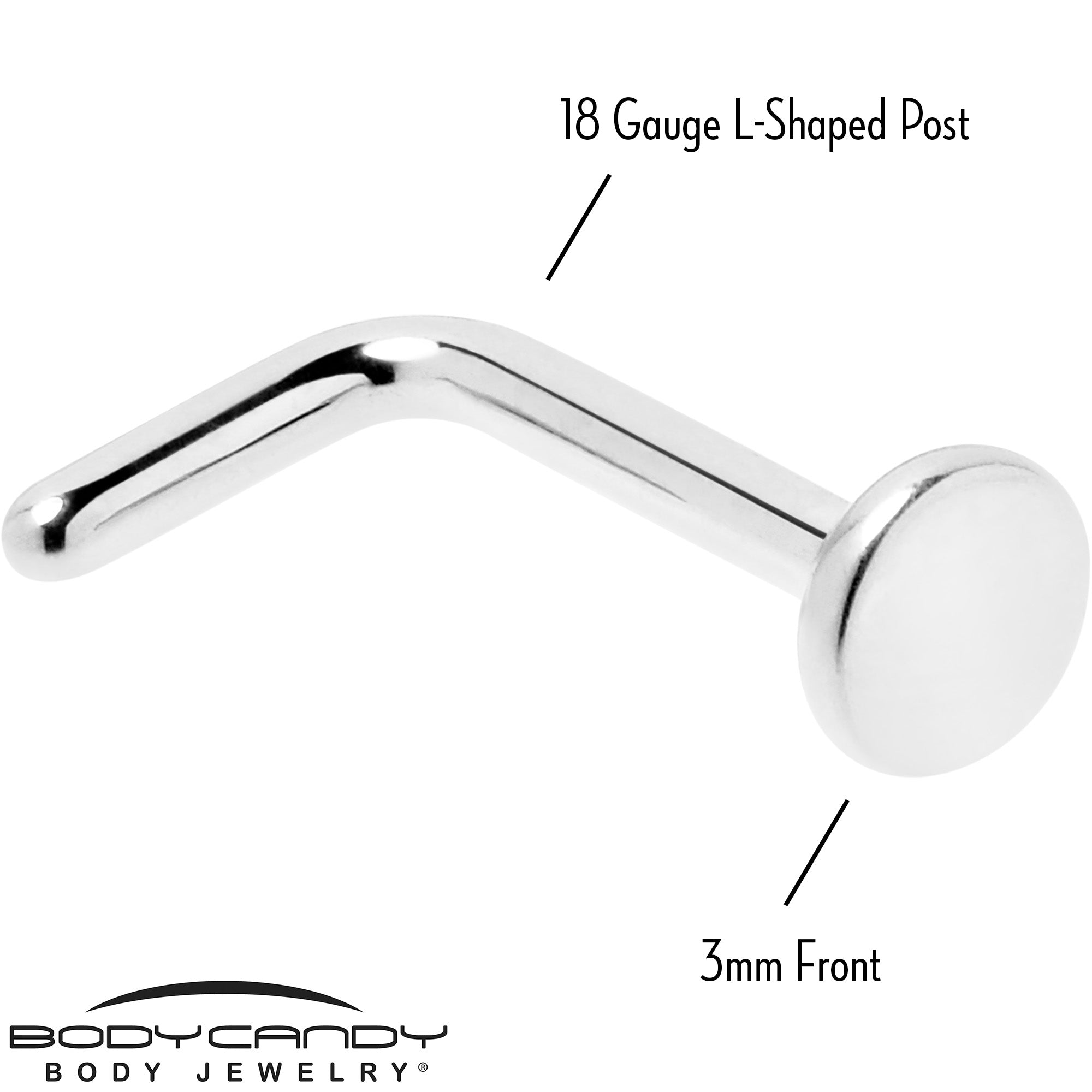 18G 1/4 ASTM F-136 Implant Grade Titanium 3mm Disc End L Shape Nose Ring