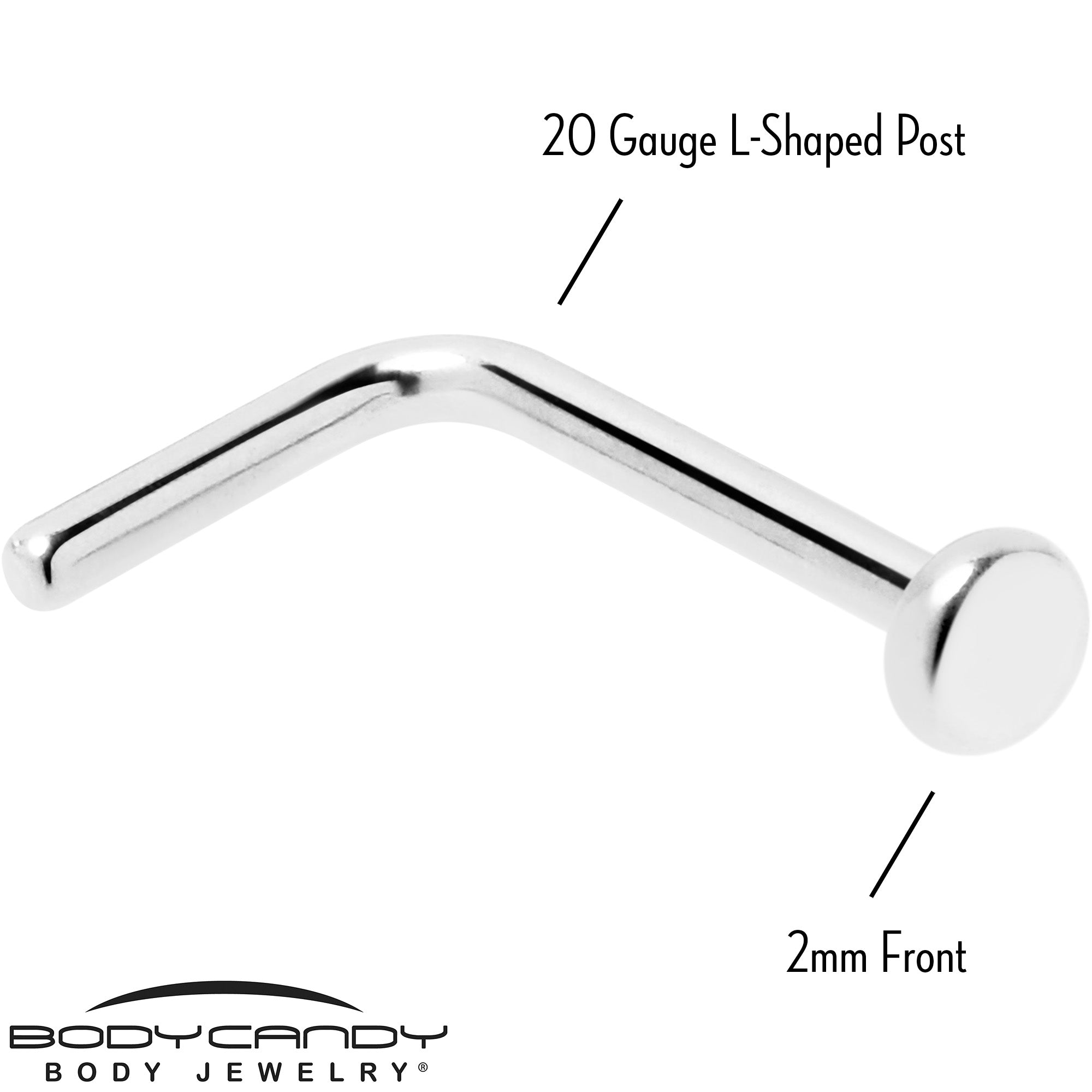 20G 1/4 ASTM F-136 Implant Grade Titanium 2mm Disc End L Shape Nose Ring