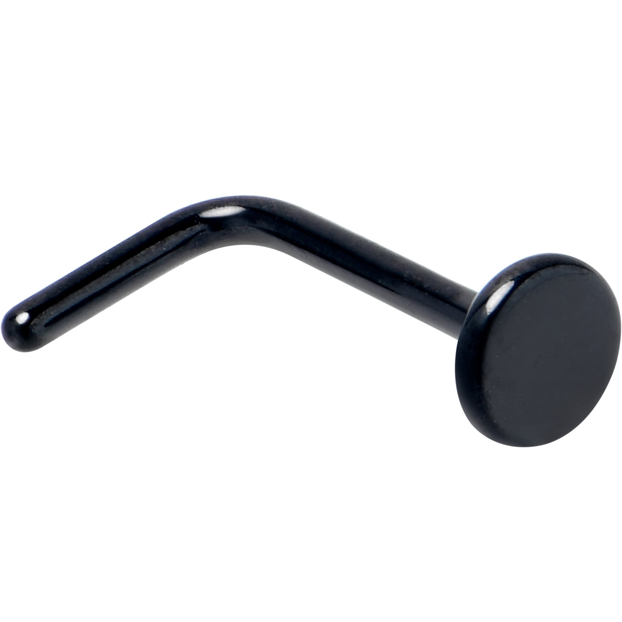 20G 1/4 Black ASTM F-136 Implant Grade Titanium 3mm Disc End L Shape Nose Ring