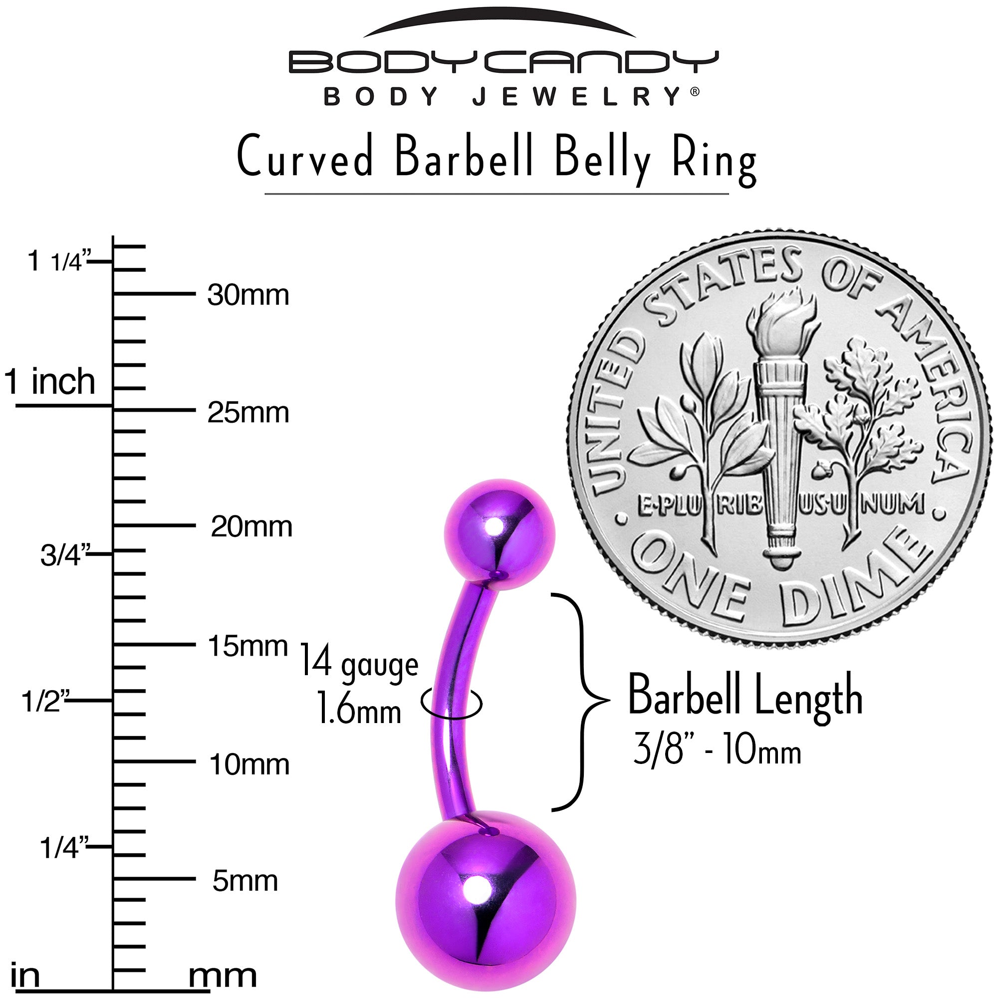 Purple ASTM F-136 Implant Grade Titanium Internally Threaded Belly Ring