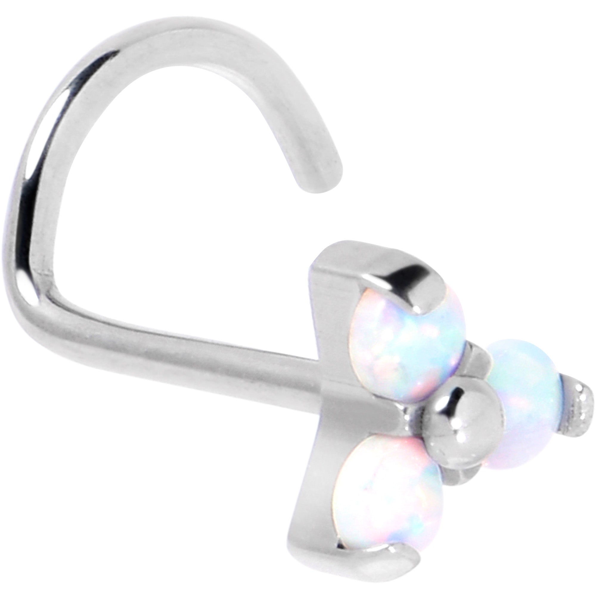 20G 1/4 White Synthetic Opal ASTM F-136 Implant Grade Titanium Threadless Left Nose Screw