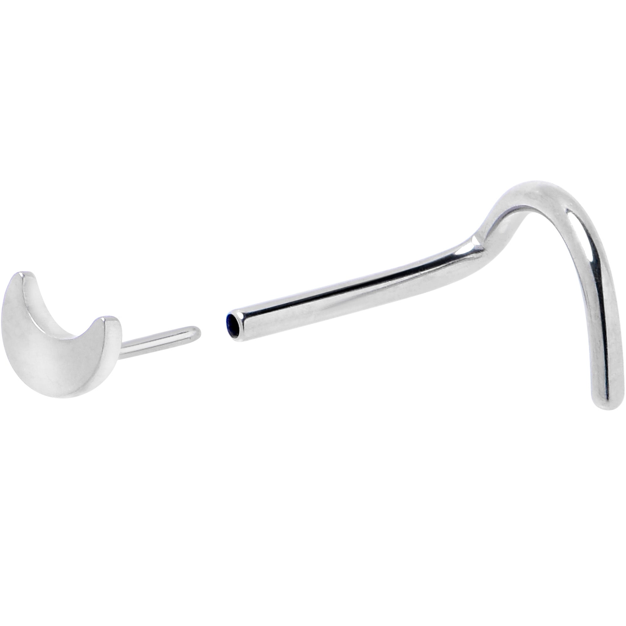 20G 1/4 ASTM F-136 Implant Grade Titanium Moon Threadless Left Side Nose Screw