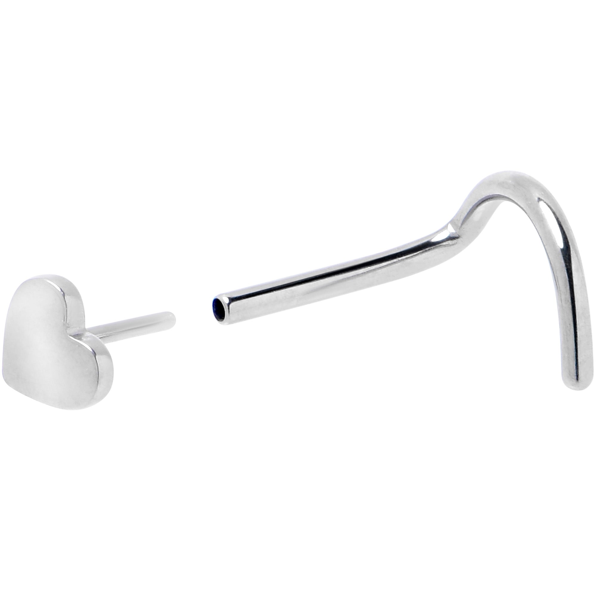 20G 1/4 ASTM F-136 Implant Grade Titanium Heart Threadless Left Side Nose Screw