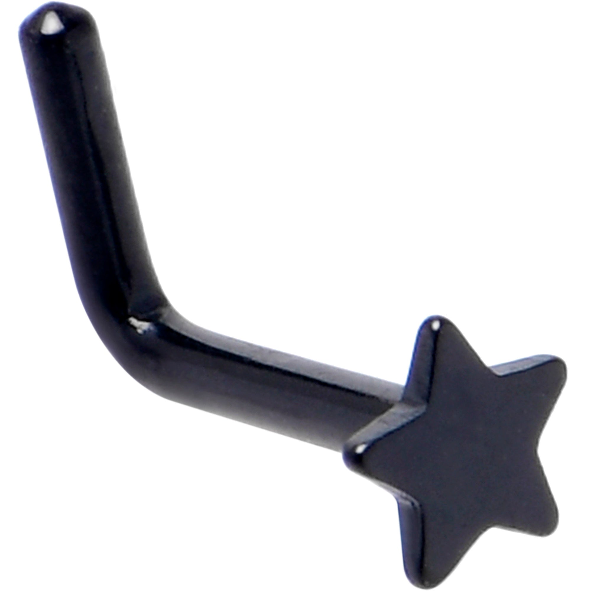 18G 1/4 Black ASTM F-136 Implant Grade Titanium Star End L Shape Nose Ring