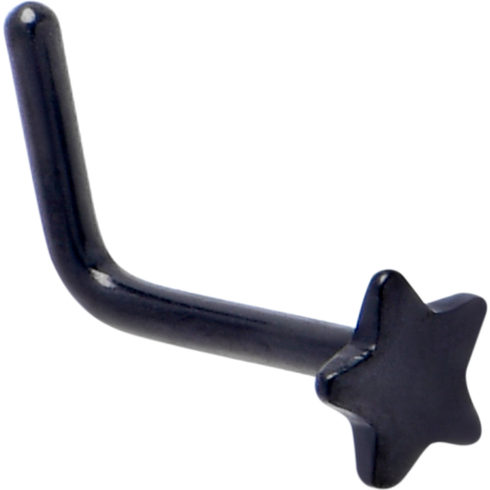 20G 1/4 Black ASTM F-136 Implant Grade Titanium Star End L Shape Nose Ring