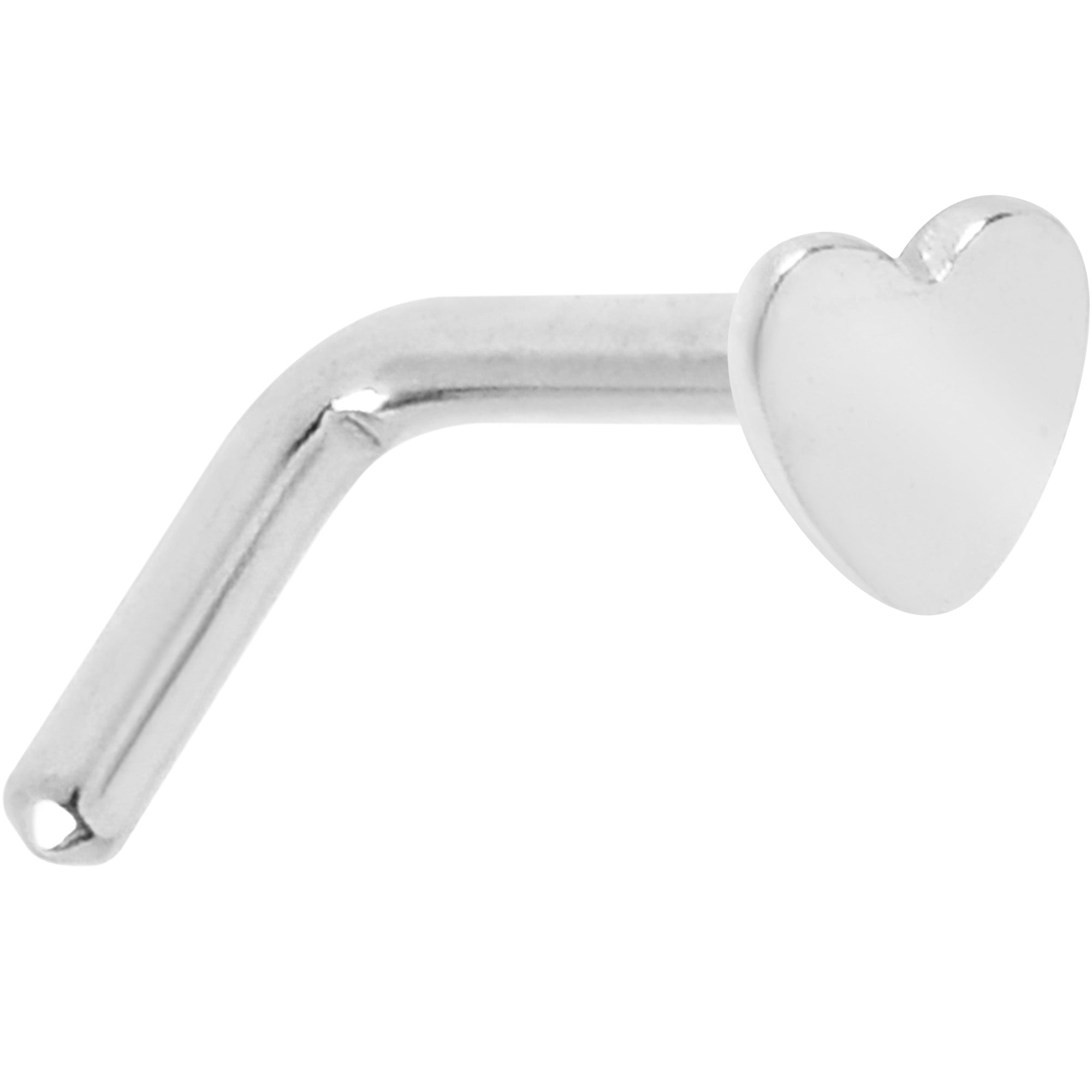 18G 1/4 ASTM F-136 Implant Grade Titanium Heart End L Shape Nose Ring