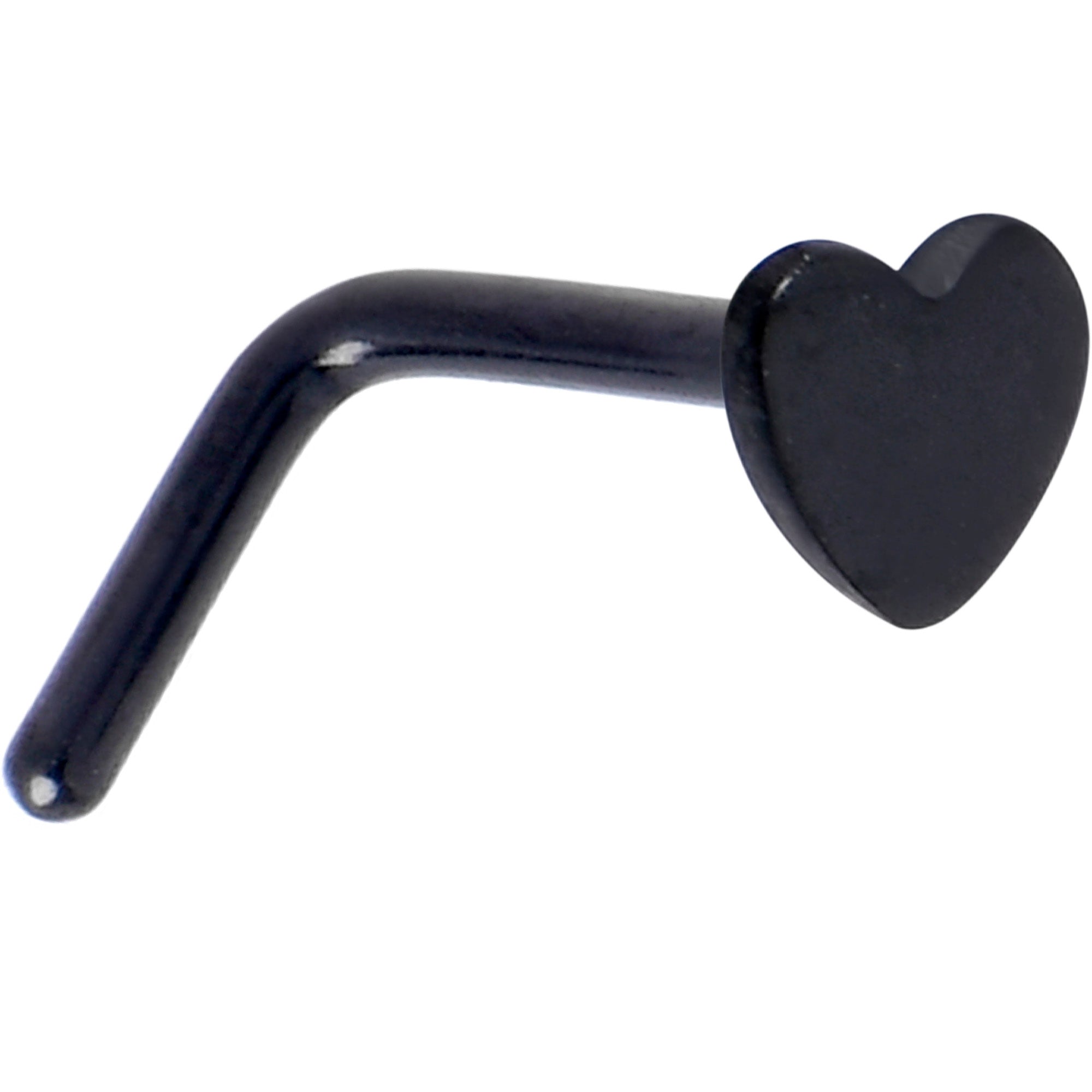 20G 1/4 Black ASTM F-136 Implant Grade Titanium Heart End L Shape Nose Ring