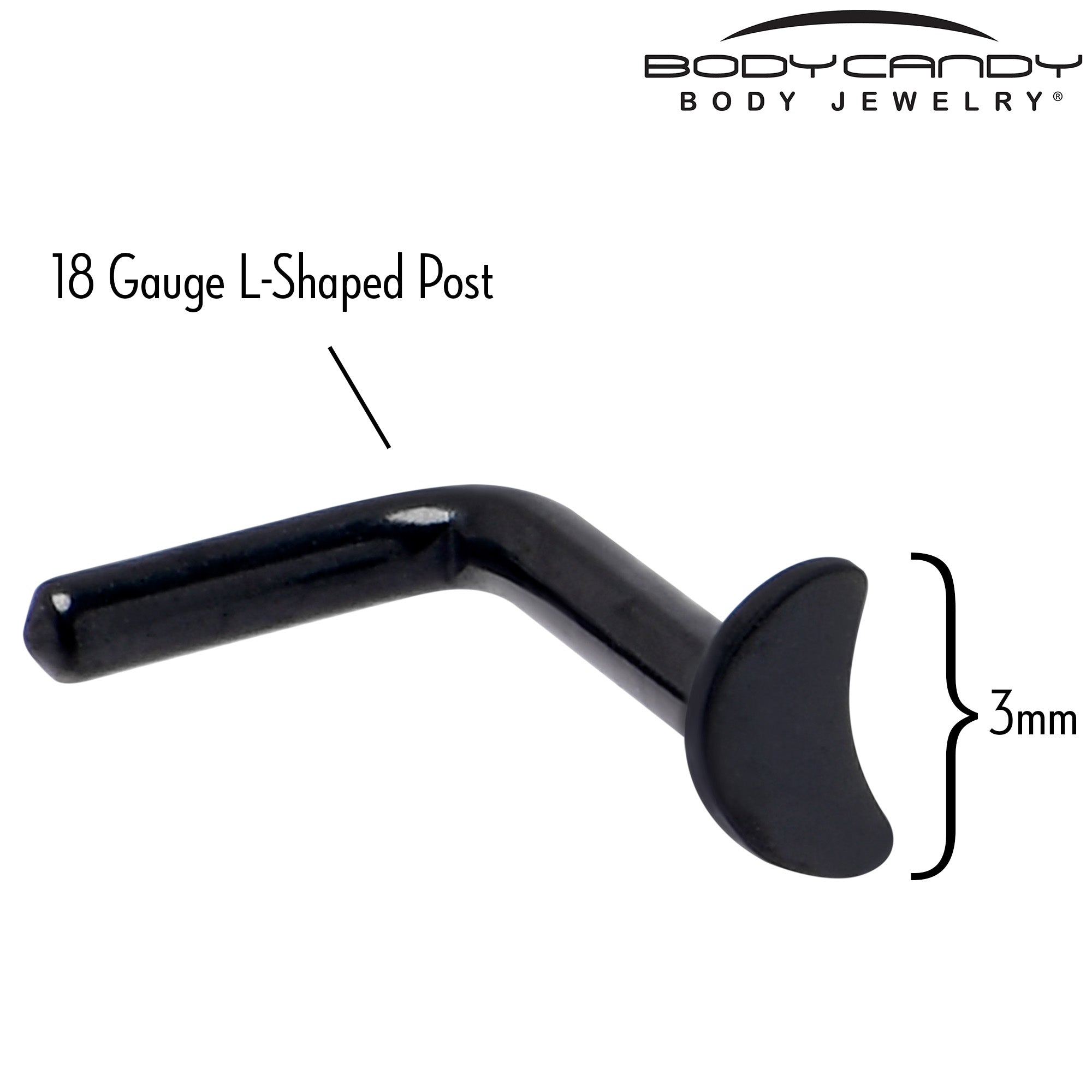 18G 1/4 Black ASTM F-136 Implant Grade Titanium Moon End L Shape Nose Ring