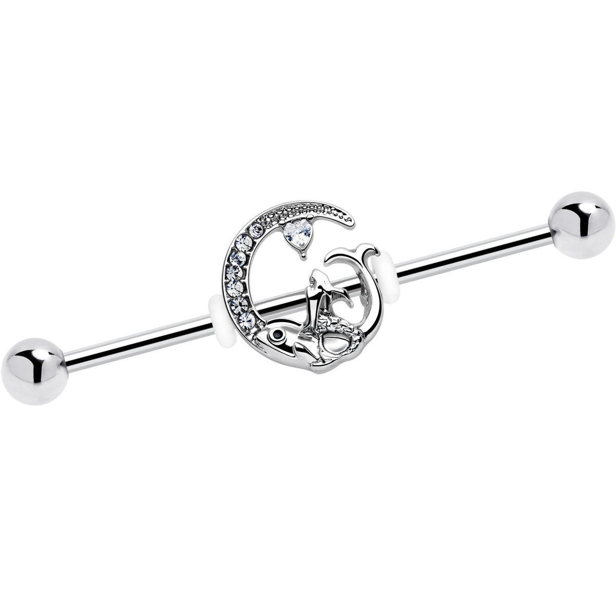 14G Clear Gem Fish of the Day Industrial Barbell 38mm